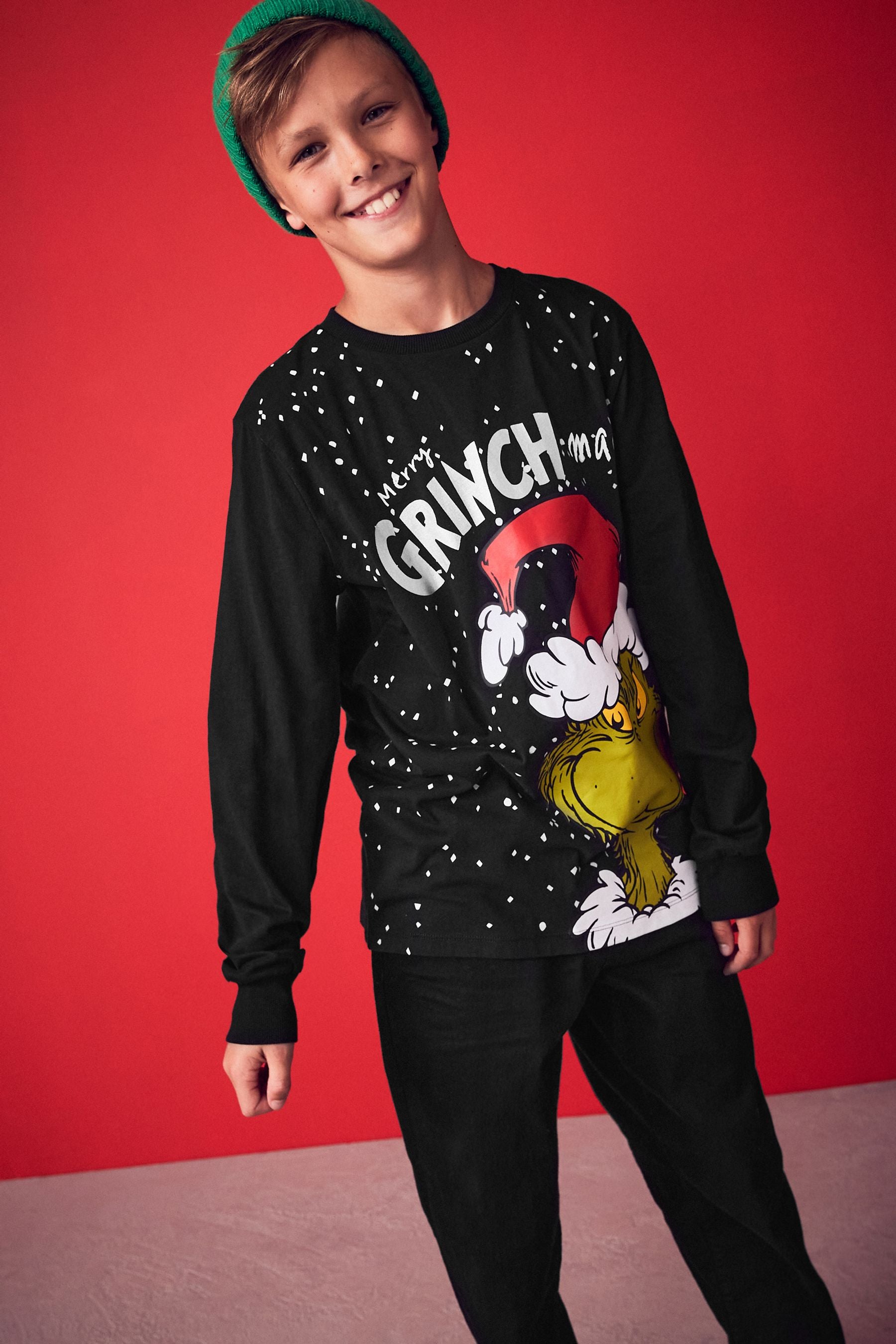 The Grinch Black Long Sleeve Christmas T-Shirt (3-16yrs)