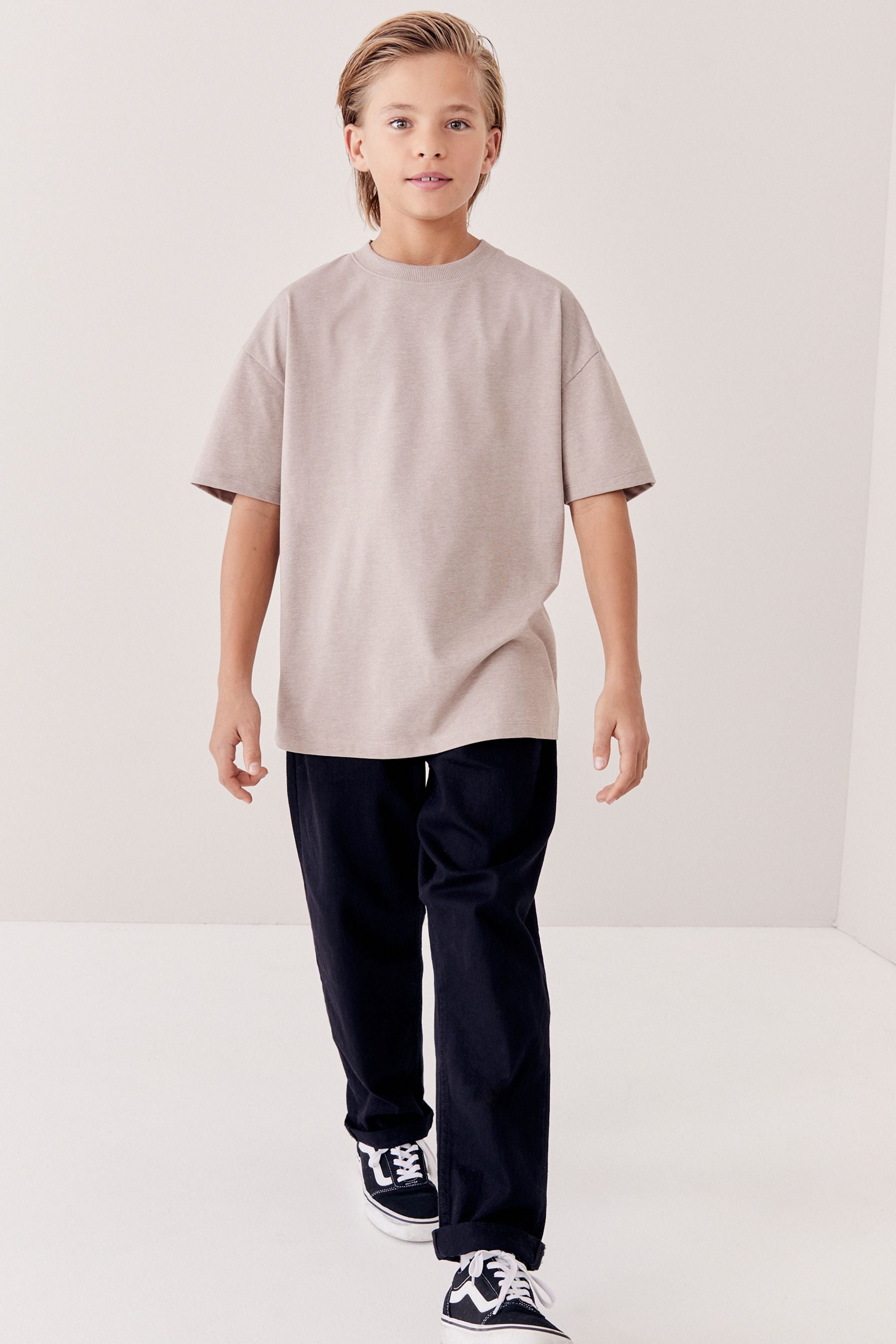 Brown Natural Relaxed Cotton Short Sleeve T-Shirt (3-16yrs)