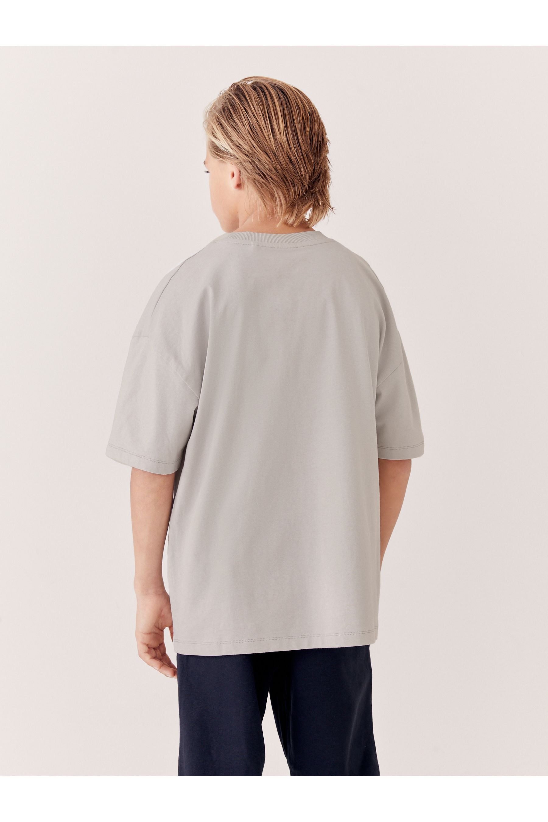 Grey Pale Oversized Cotton Short Sleeve T-Shirt (3-16yrs)