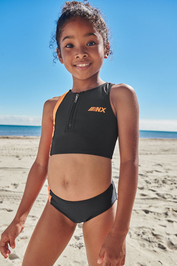 Black/Orange Colourblock Bikini (3-16yrs)