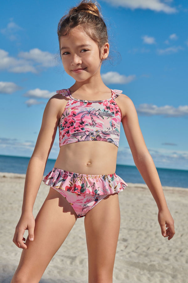 Pink Frill Sleeve Bikini (3-16yrs)