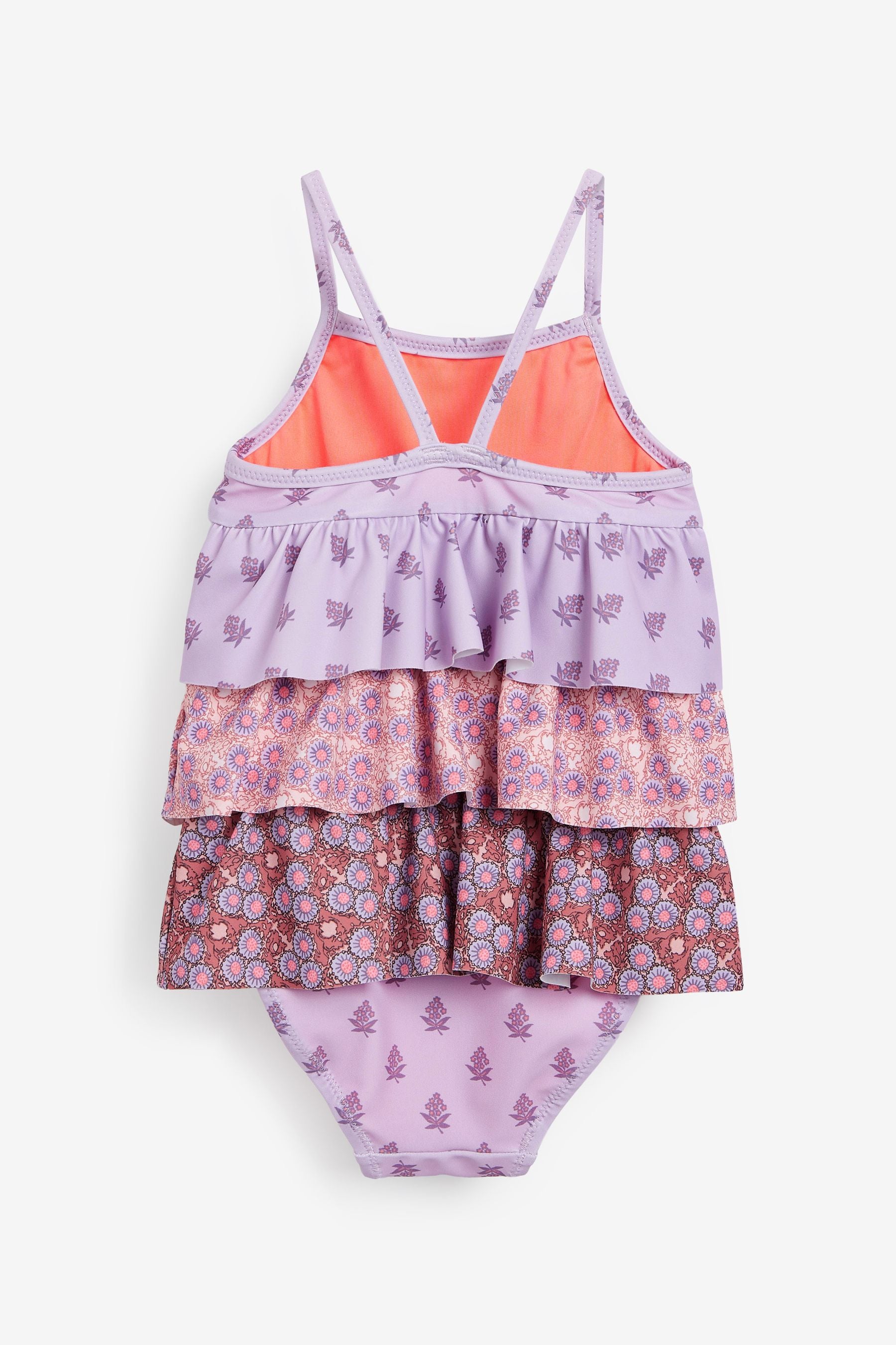 Lilac Purple Ditsy Tiered Swimsuit (3mths-7yrs)