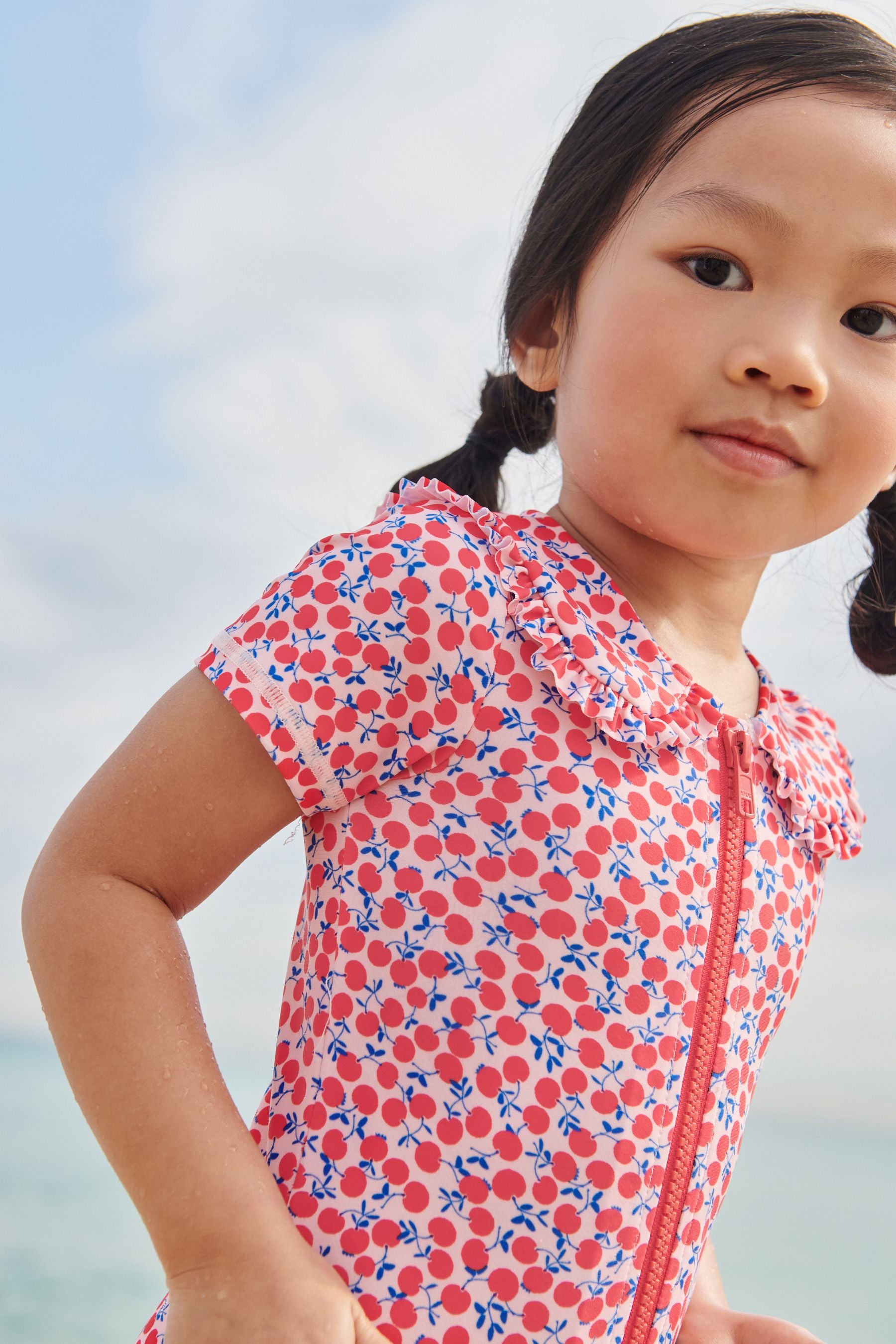 Red Collared Swimsuit (3mths-7yrs)