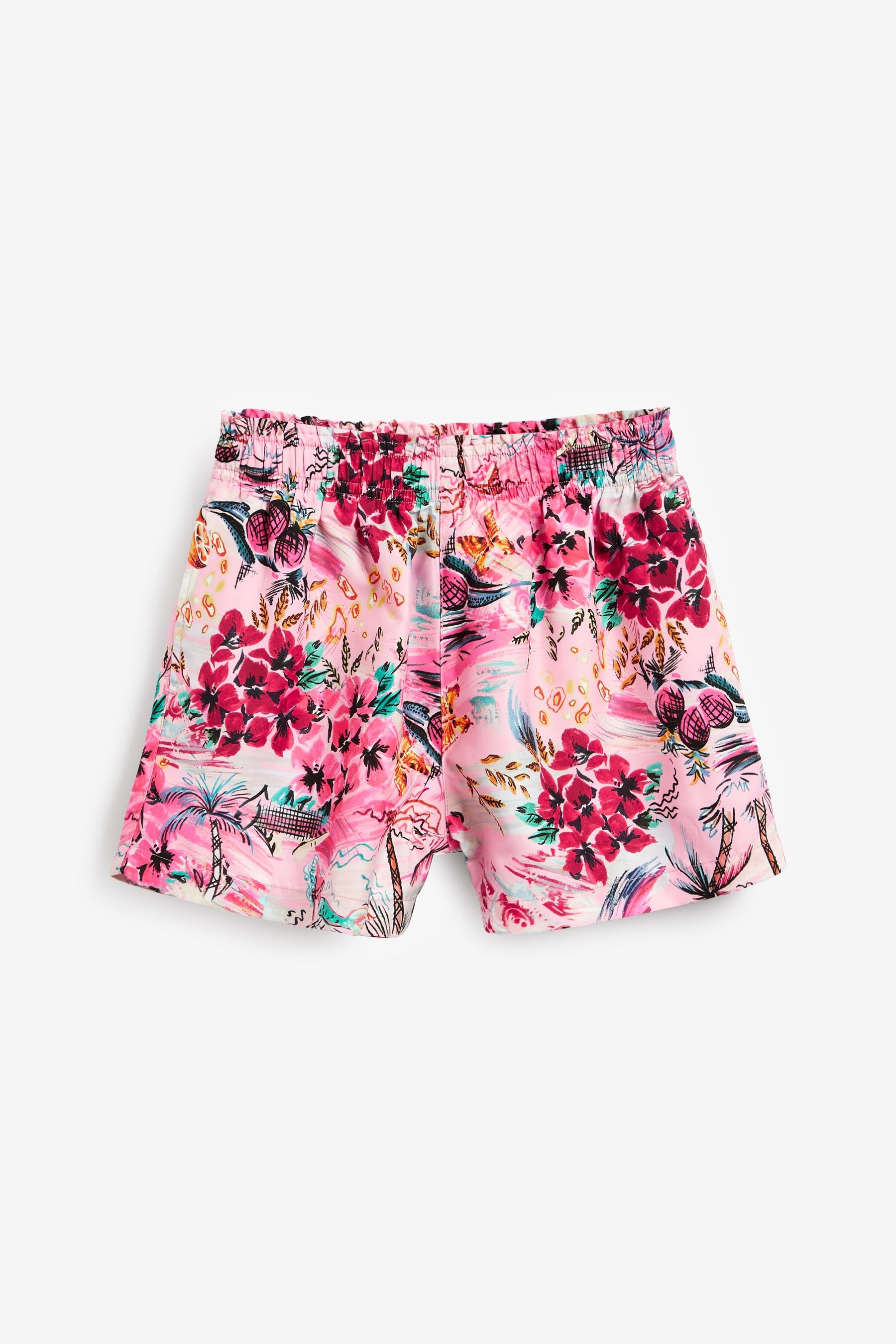 Pink Quick Dry Paper Bag Beach Shorts