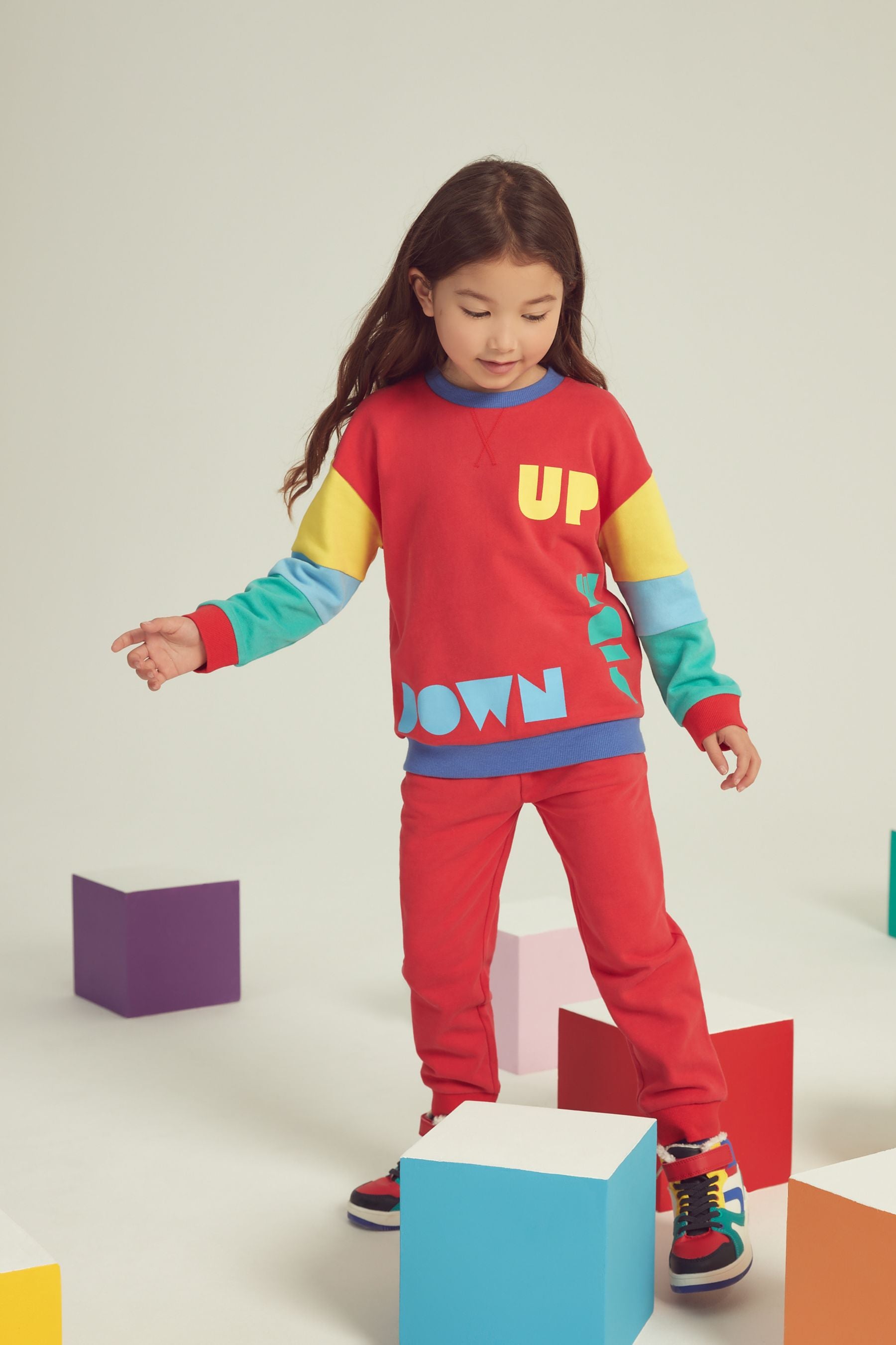 Little Bird Red Upside Down Sweatshirt And Joggers Set