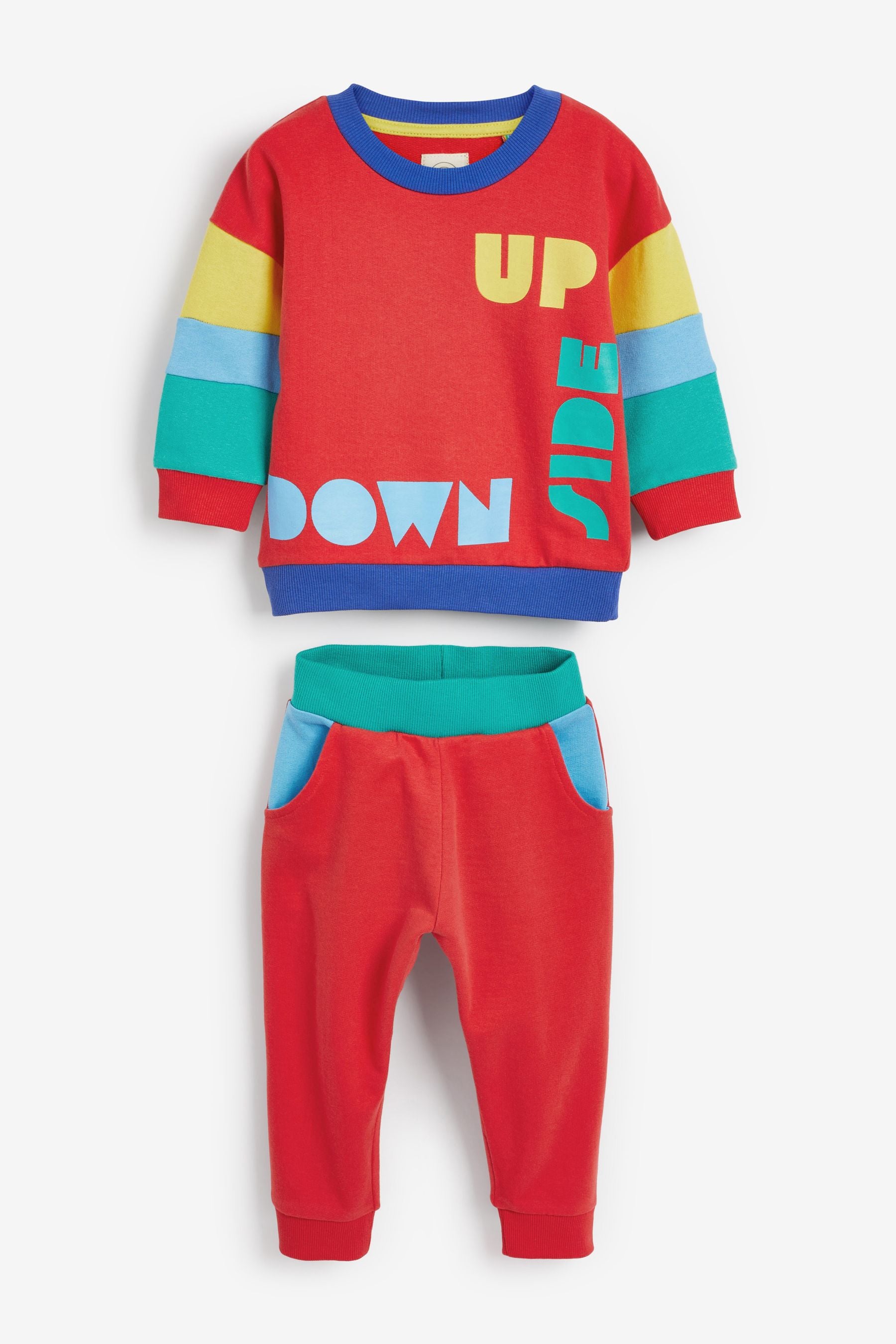 Little Bird Red Upside Down Sweatshirt And Joggers Set