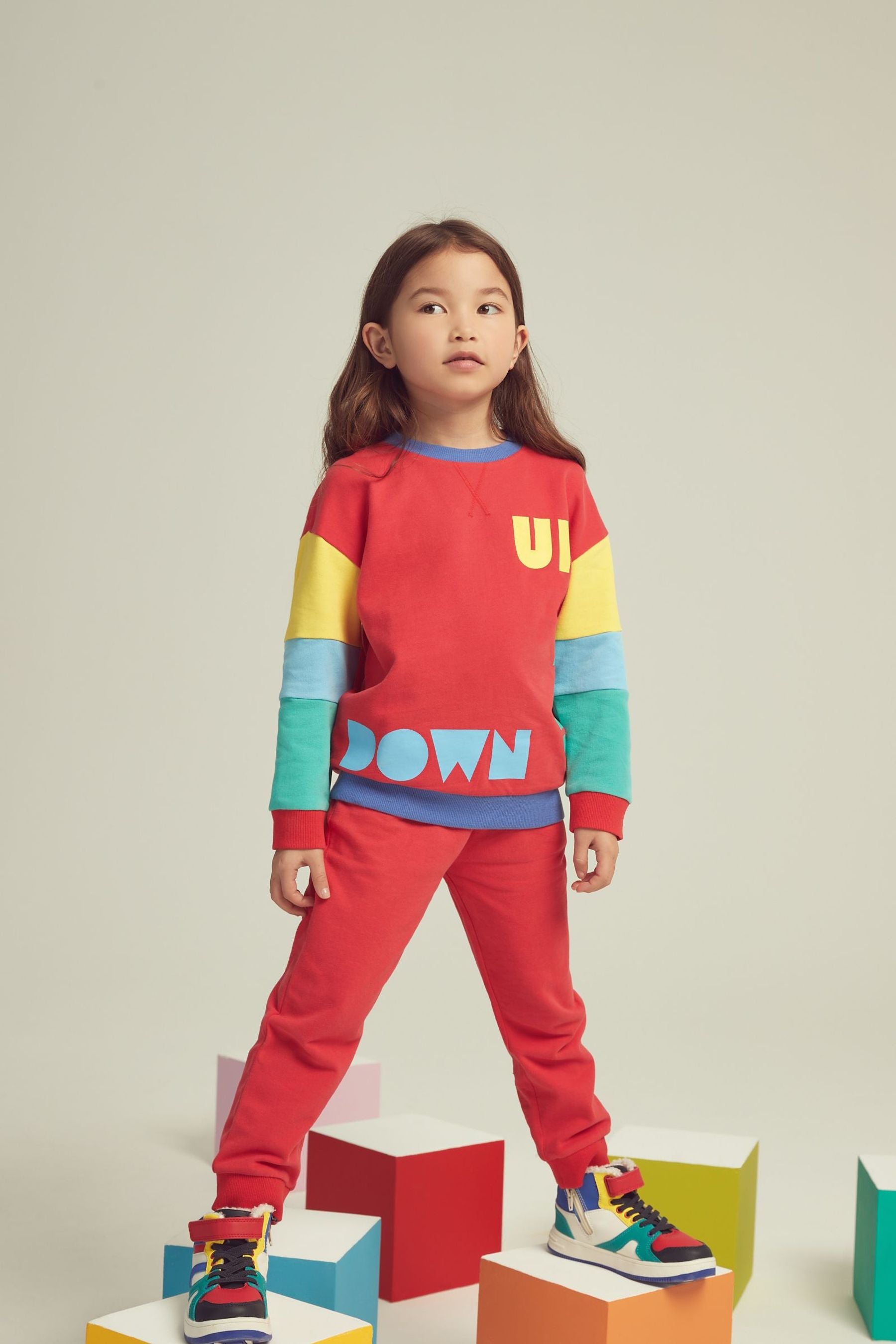 Little Bird Red Upside Down Sweatshirt And Joggers Set