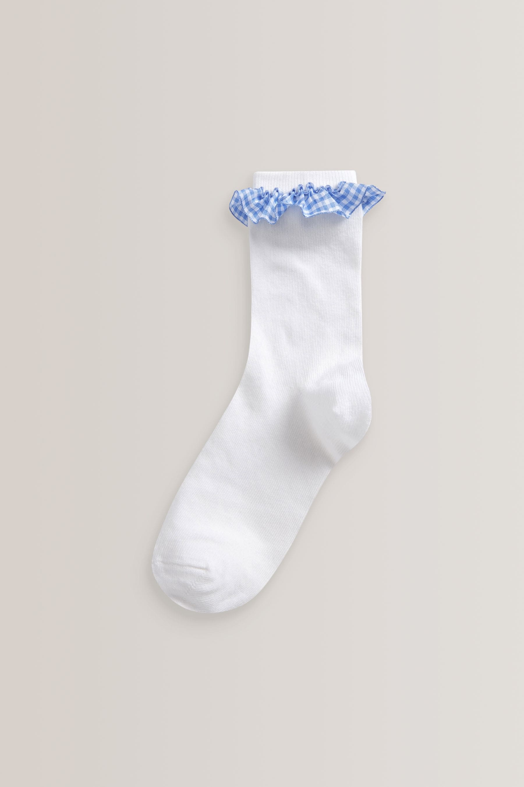 Blue 5 Pack Cotton Rich Gingham Ankle School Socks