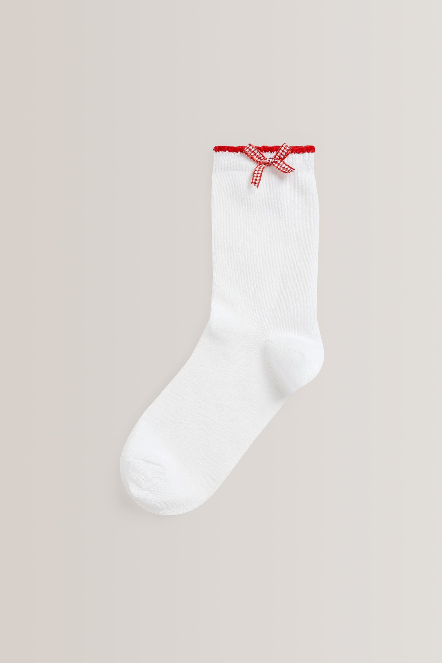 Red 5 Pack Cotton Rich Gingham Ankle School Socks