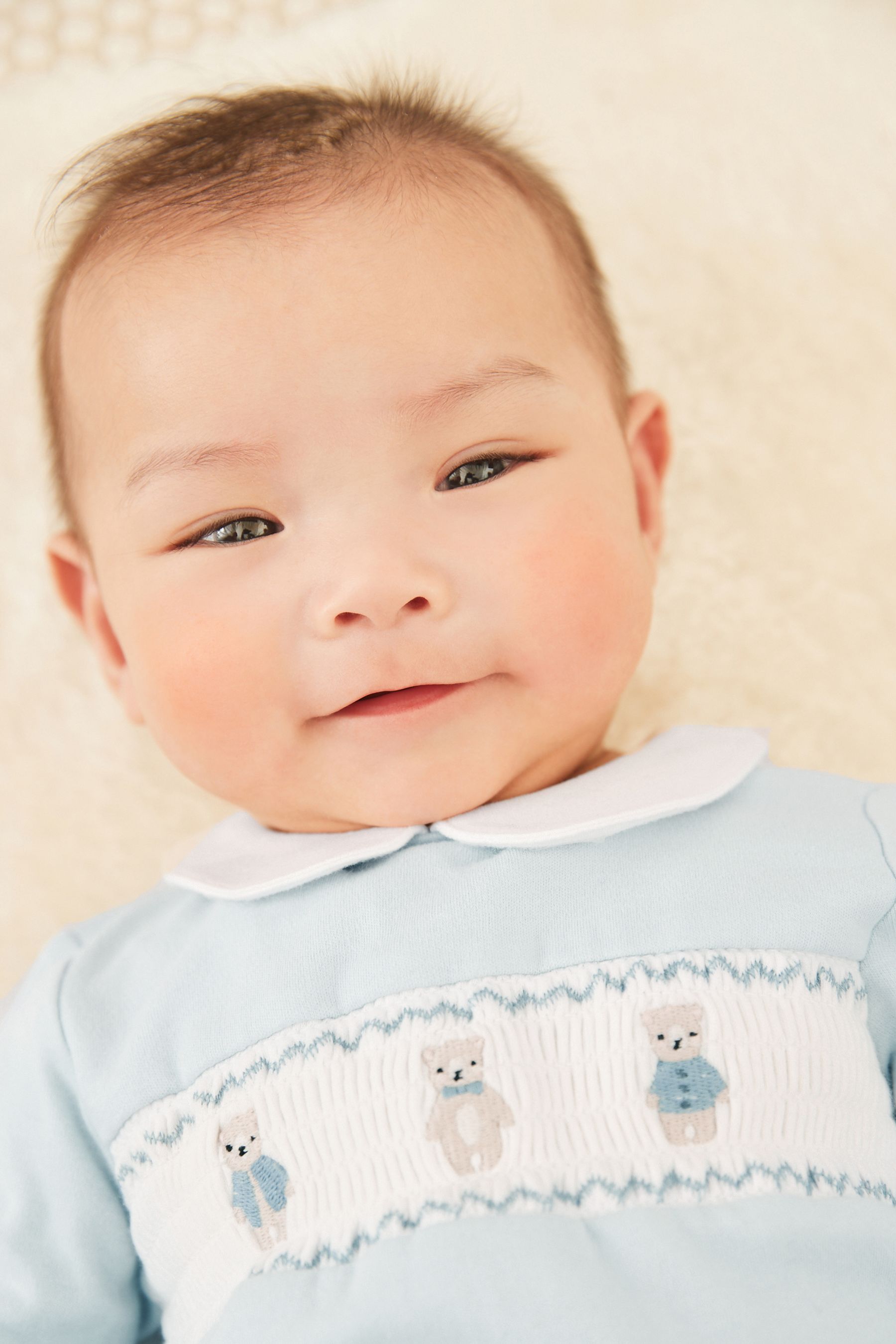 Blue Baby 3 Piece Embroidered Top, Leggings And Cardigan Set