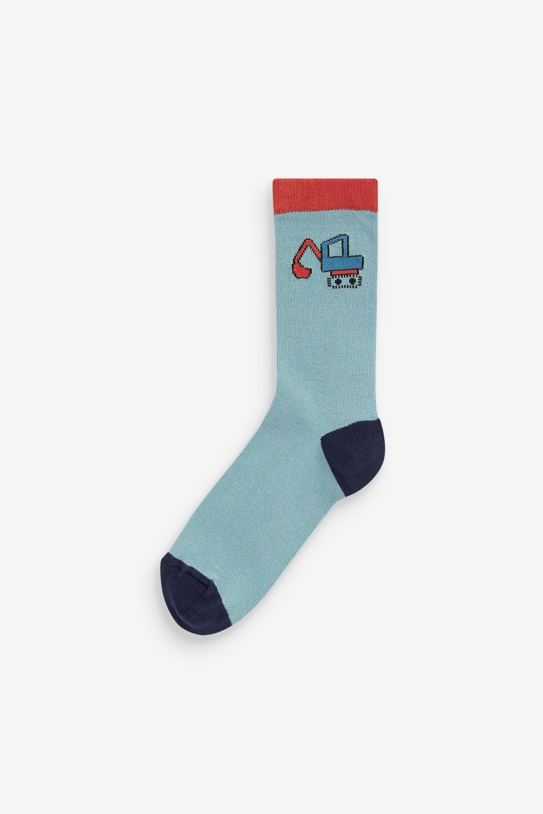 Grey/Teal Blue Dino 7 Pack Bamboo Rich Socks