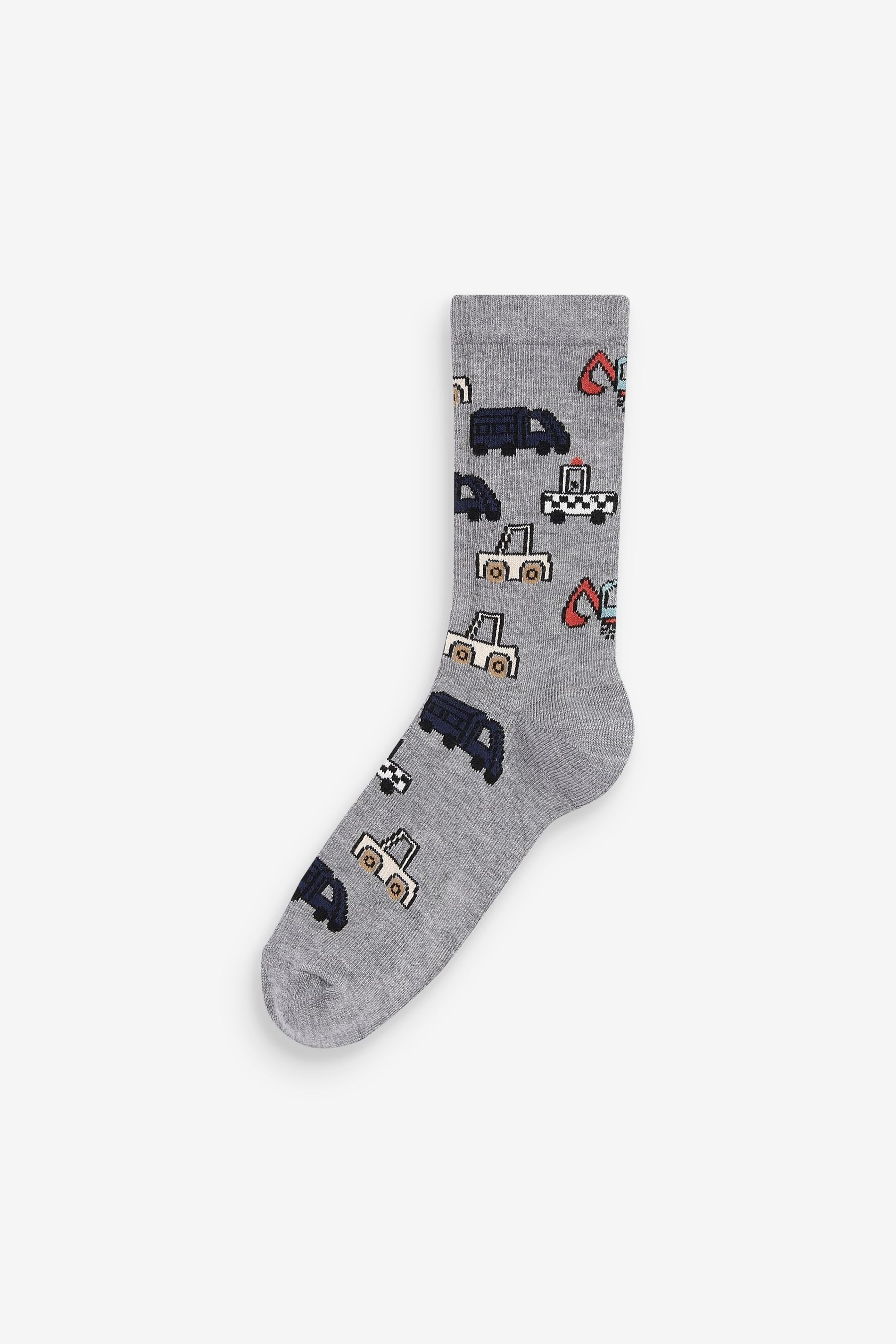 Grey/Teal Blue Dino 7 Pack Bamboo Rich Socks