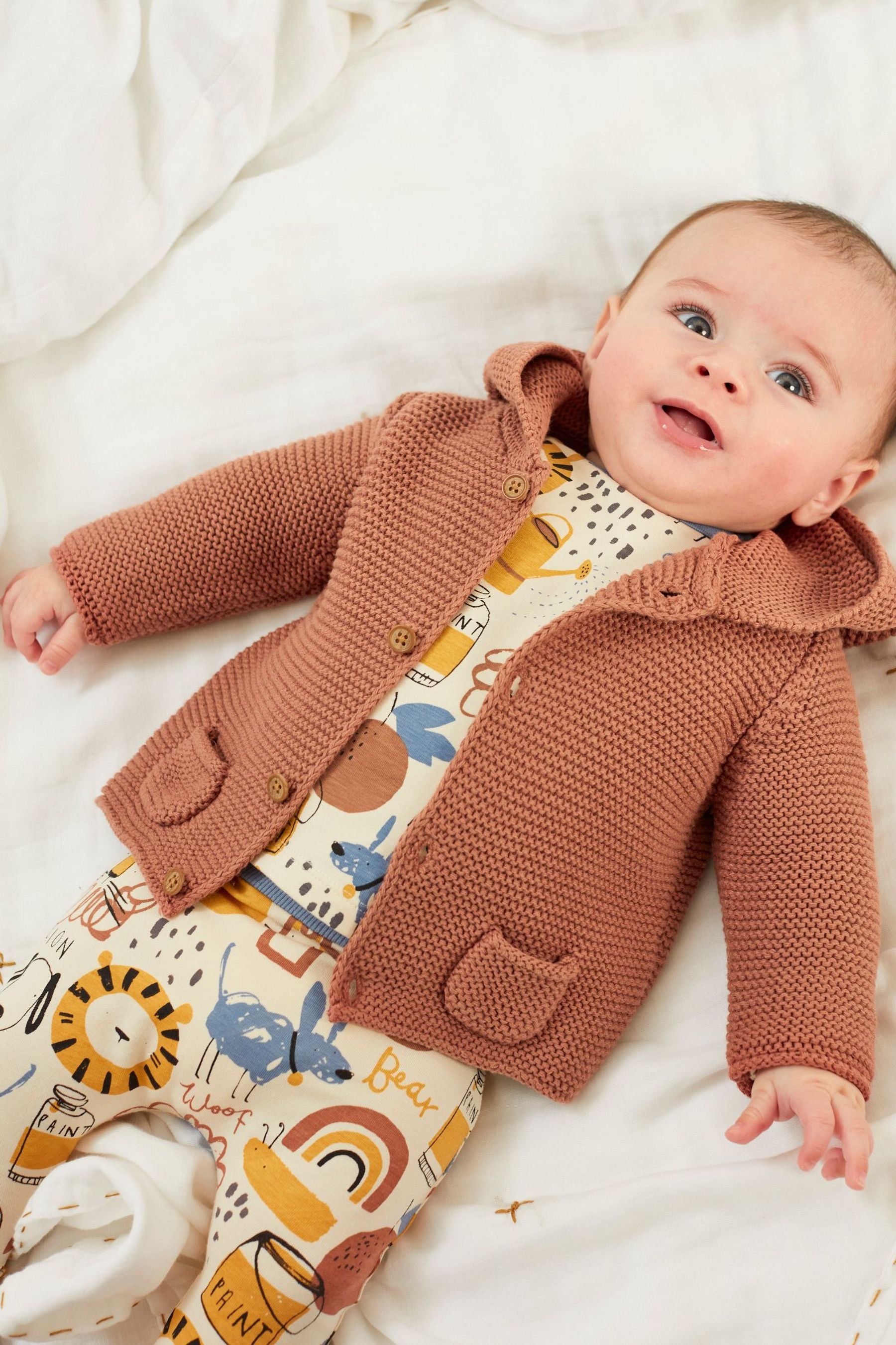 Brown Baby Hooded Cardigan (0mths-3yrs)