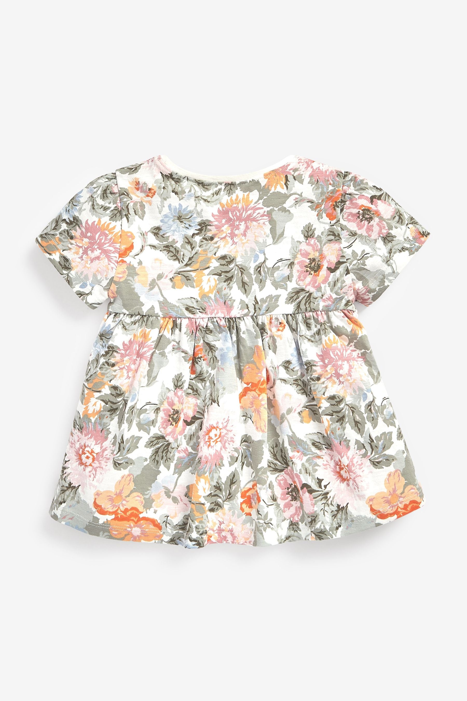 Cream/Pink Vintage Floral Cotton T-Shirt (3mths-7yrs)