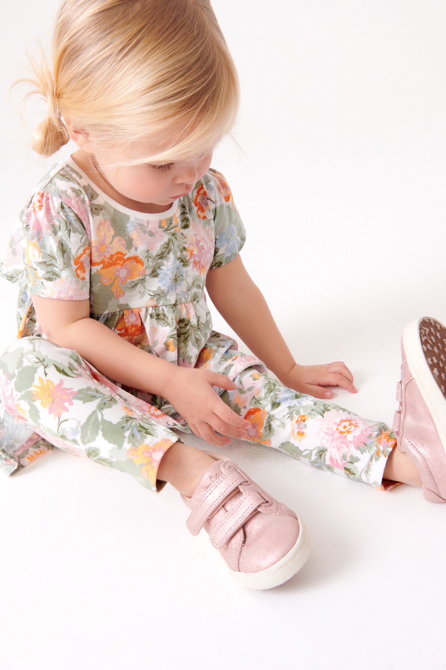 Cream/Pink Vintage Floral Cotton T-Shirt (3mths-7yrs)