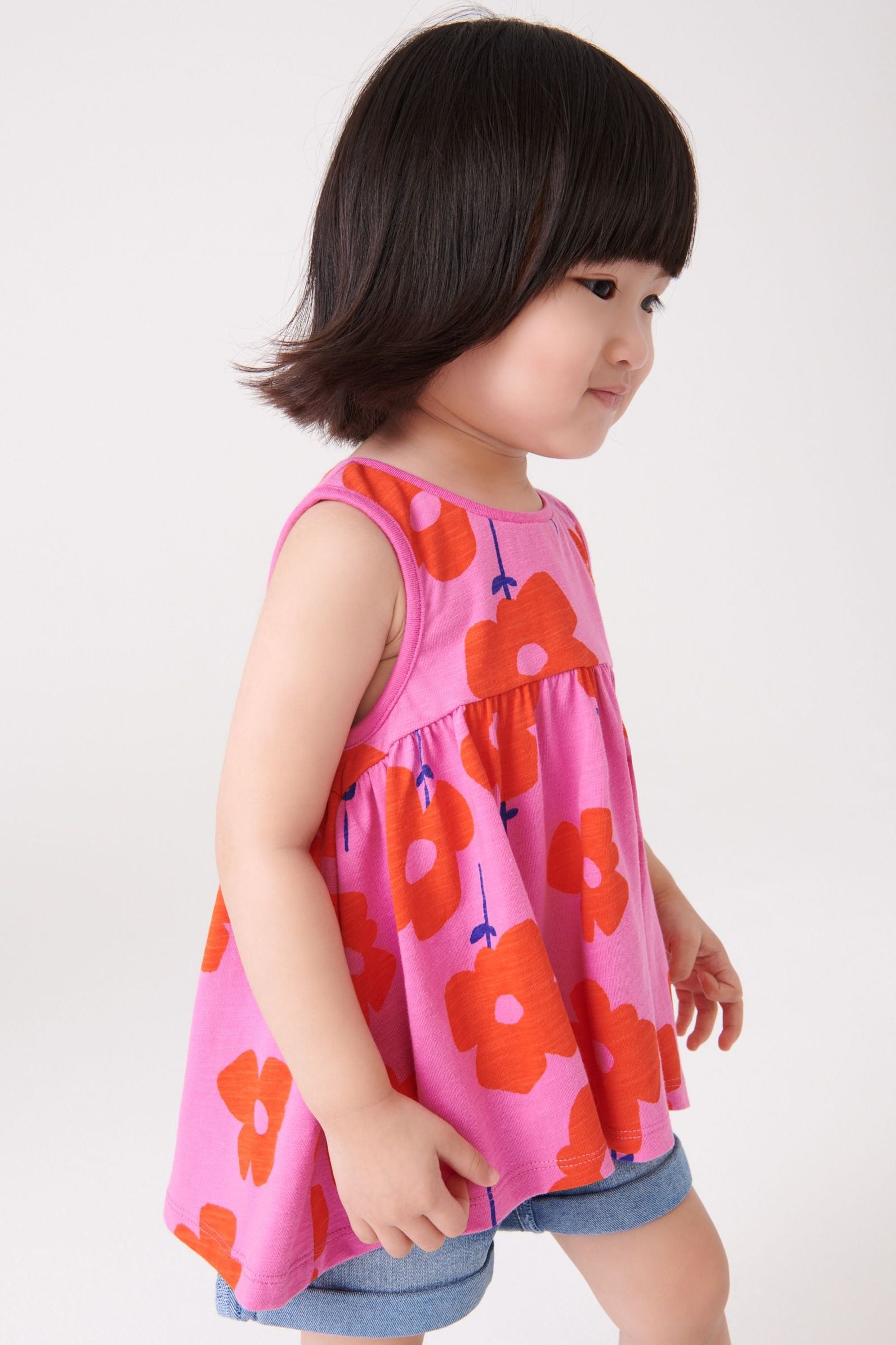 Pink/Red Floral Peplum Vest (3mths-7yrs)