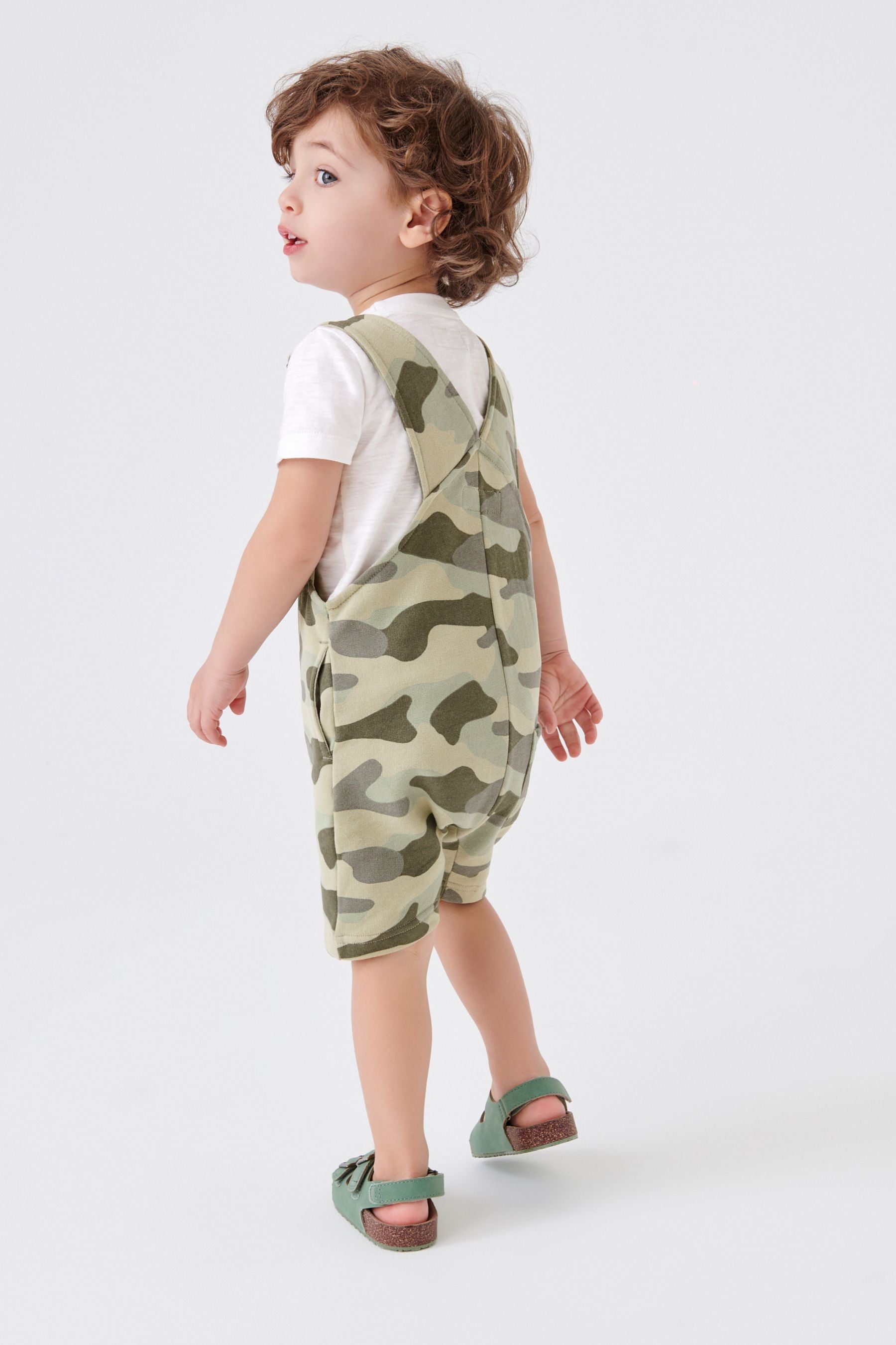 Camouflage Short Dungarees And T-Shirt Set (3mths-7yrs)