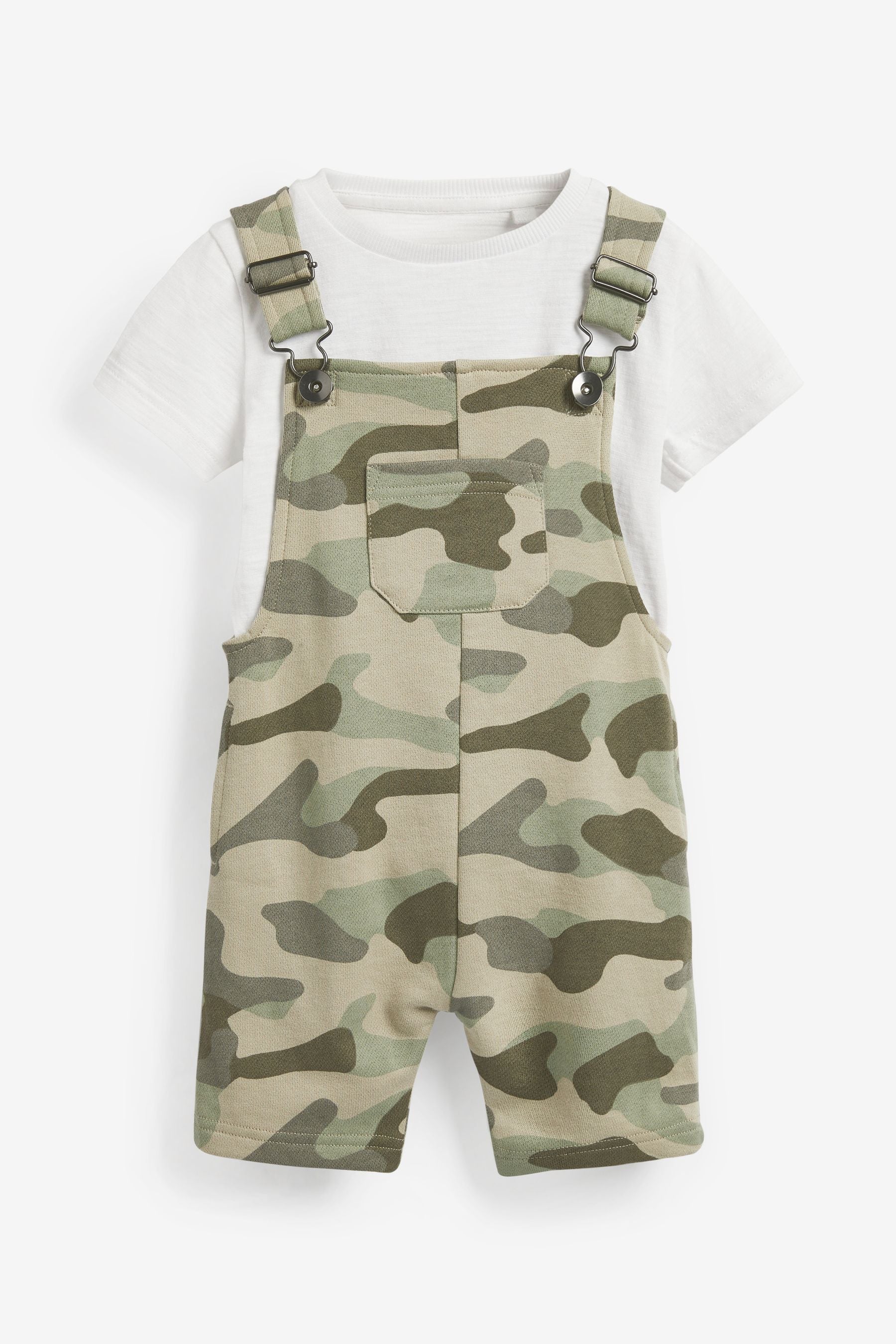 Camouflage Short Dungarees And T-Shirt Set (3mths-7yrs)