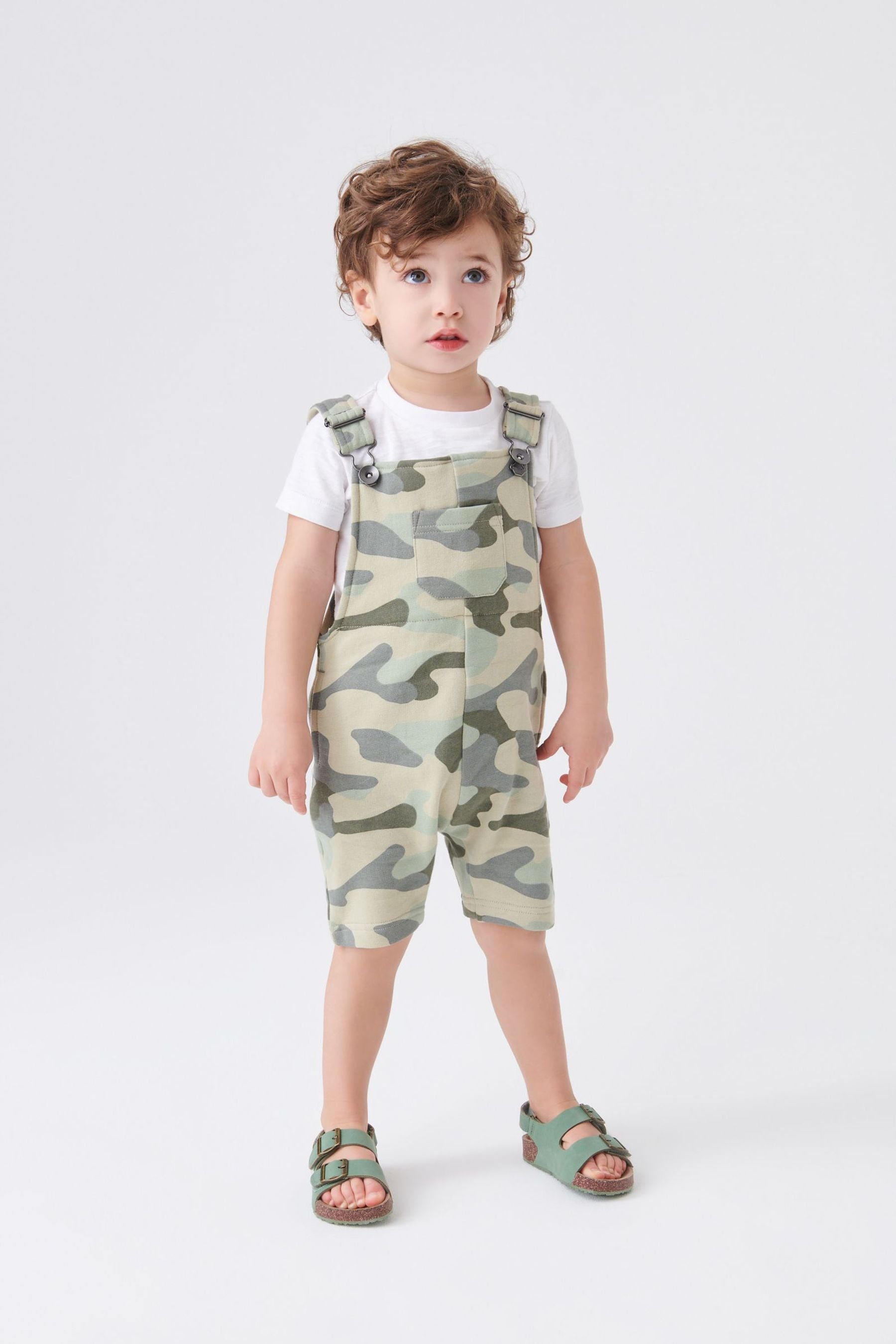 Camouflage Short Dungarees And T-Shirt Set (3mths-7yrs)