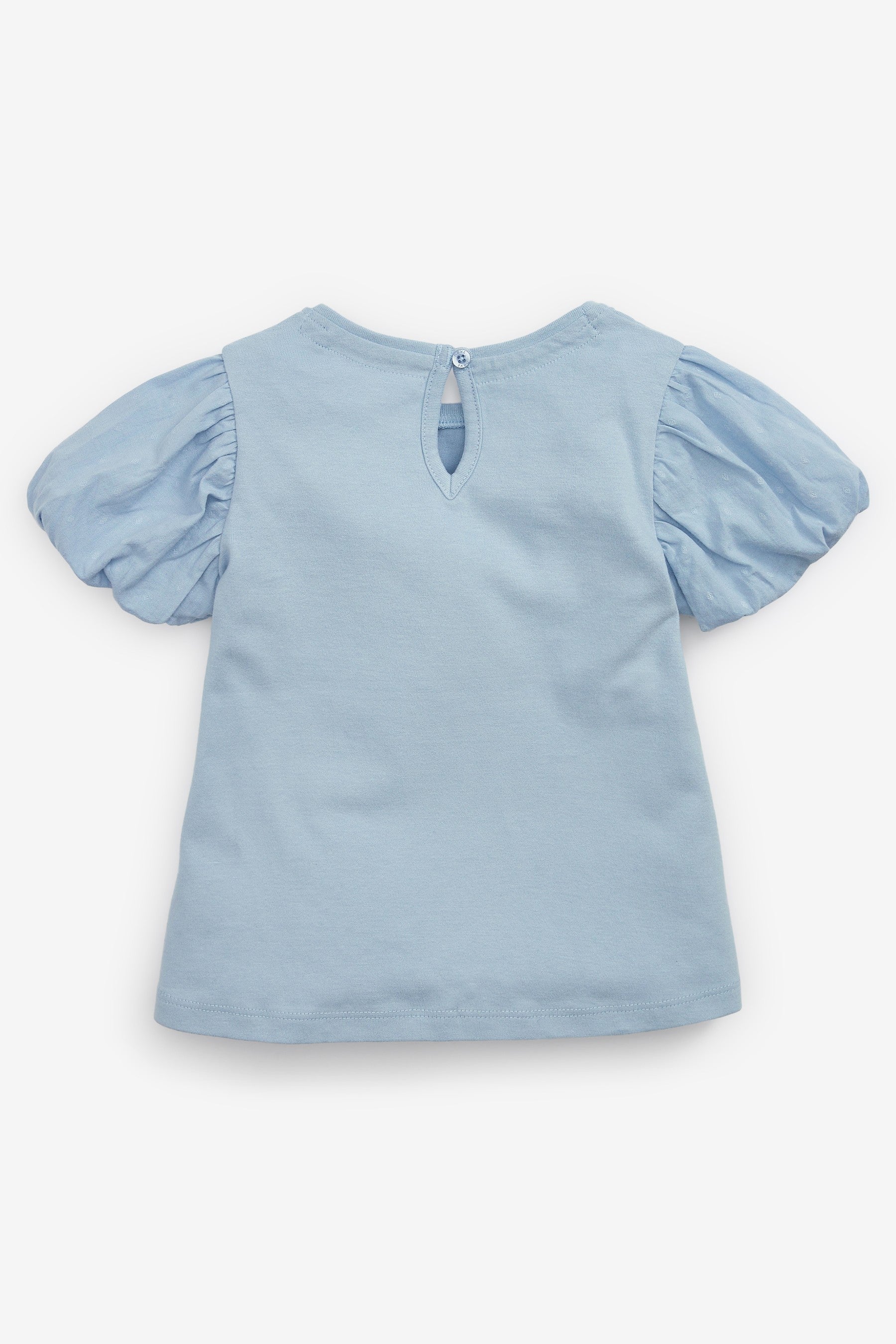 Blue Cotton Puff Sleeve T-Shirt (3mths-7yrs)