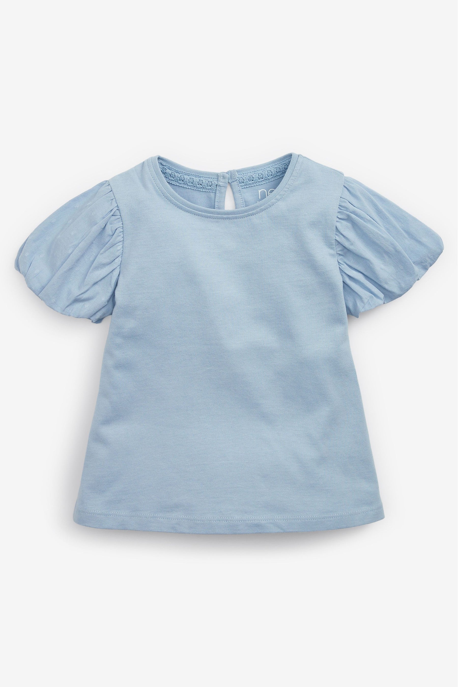 Blue Cotton Puff Sleeve T-Shirt (3mths-7yrs)