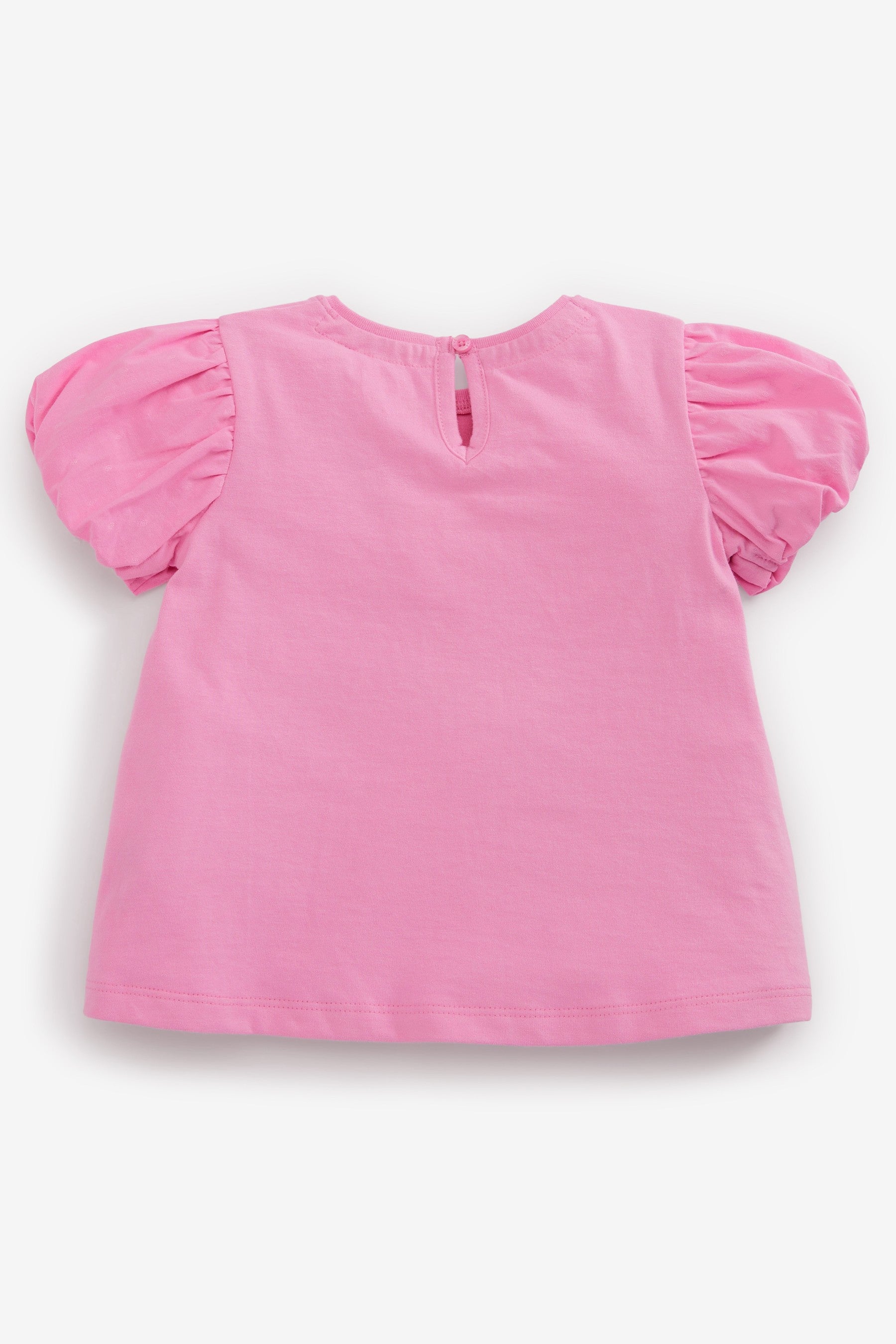 Bright Pink Cotton Puff Sleeve T-Shirt (3mths-7yrs)