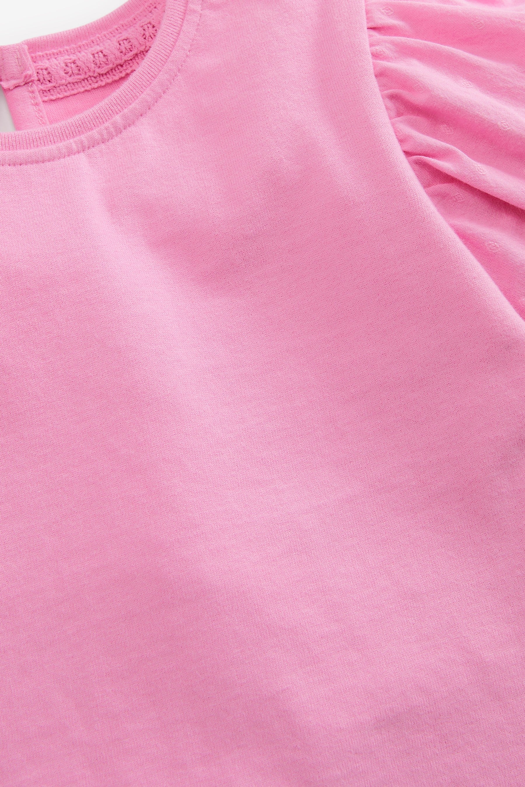 Bright Pink Cotton Puff Sleeve T-Shirt (3mths-7yrs)