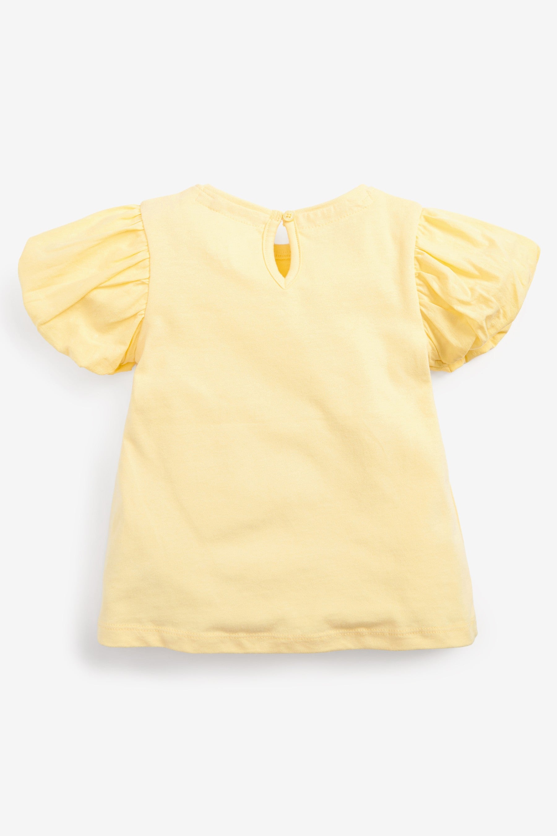 Yellow Cotton Puff Sleeve T-Shirt (3mths-7yrs)
