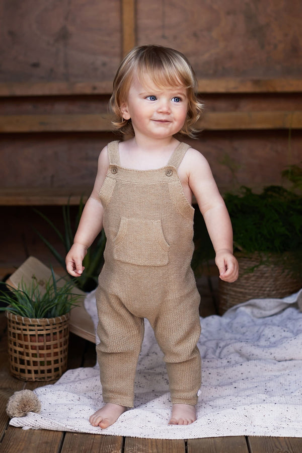 Caramel The Little Tailor Knitted Baby Dungarees