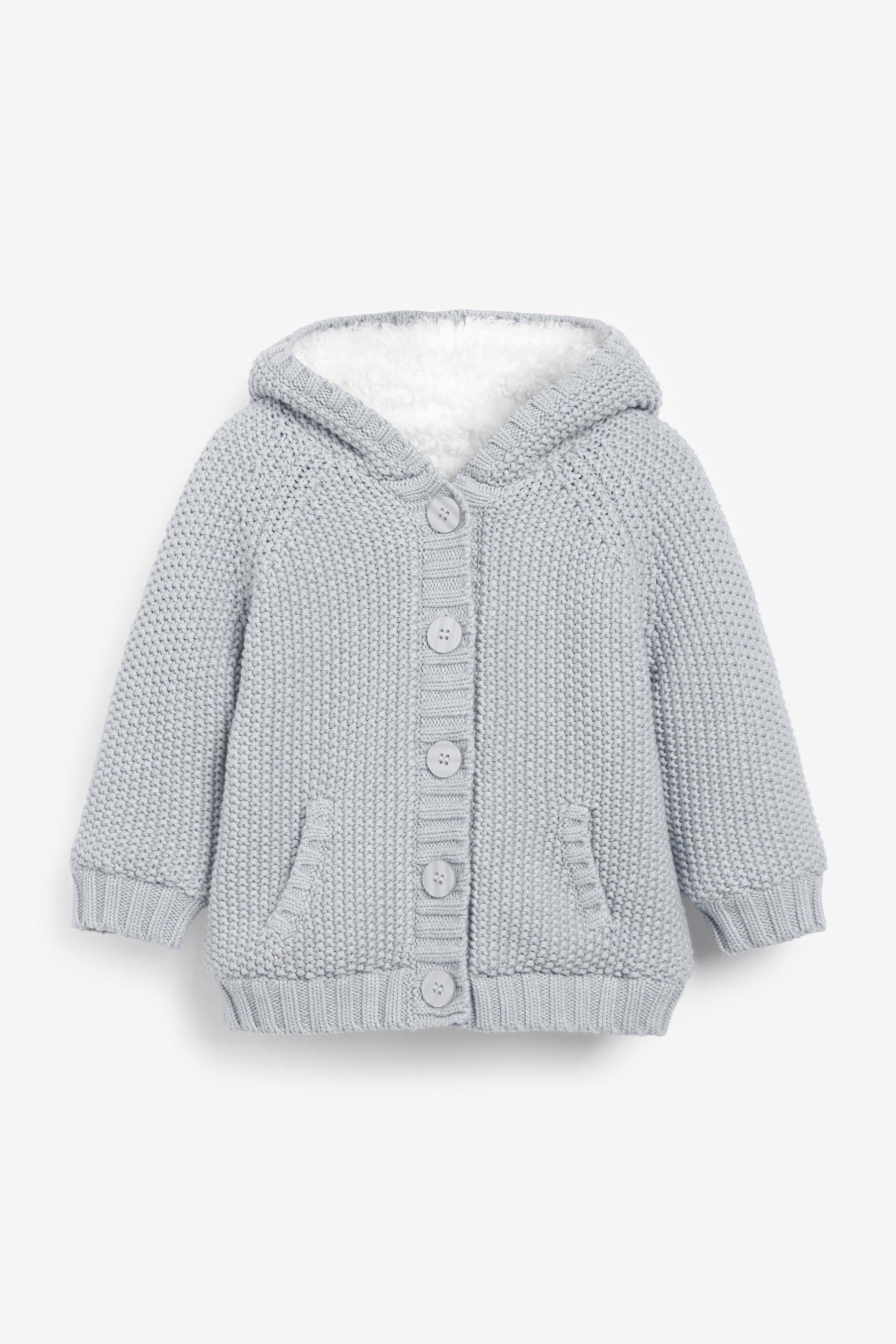 Grey The Little Tailor Baby Pixie Pram Coat with Plush Lining and Pom Pom