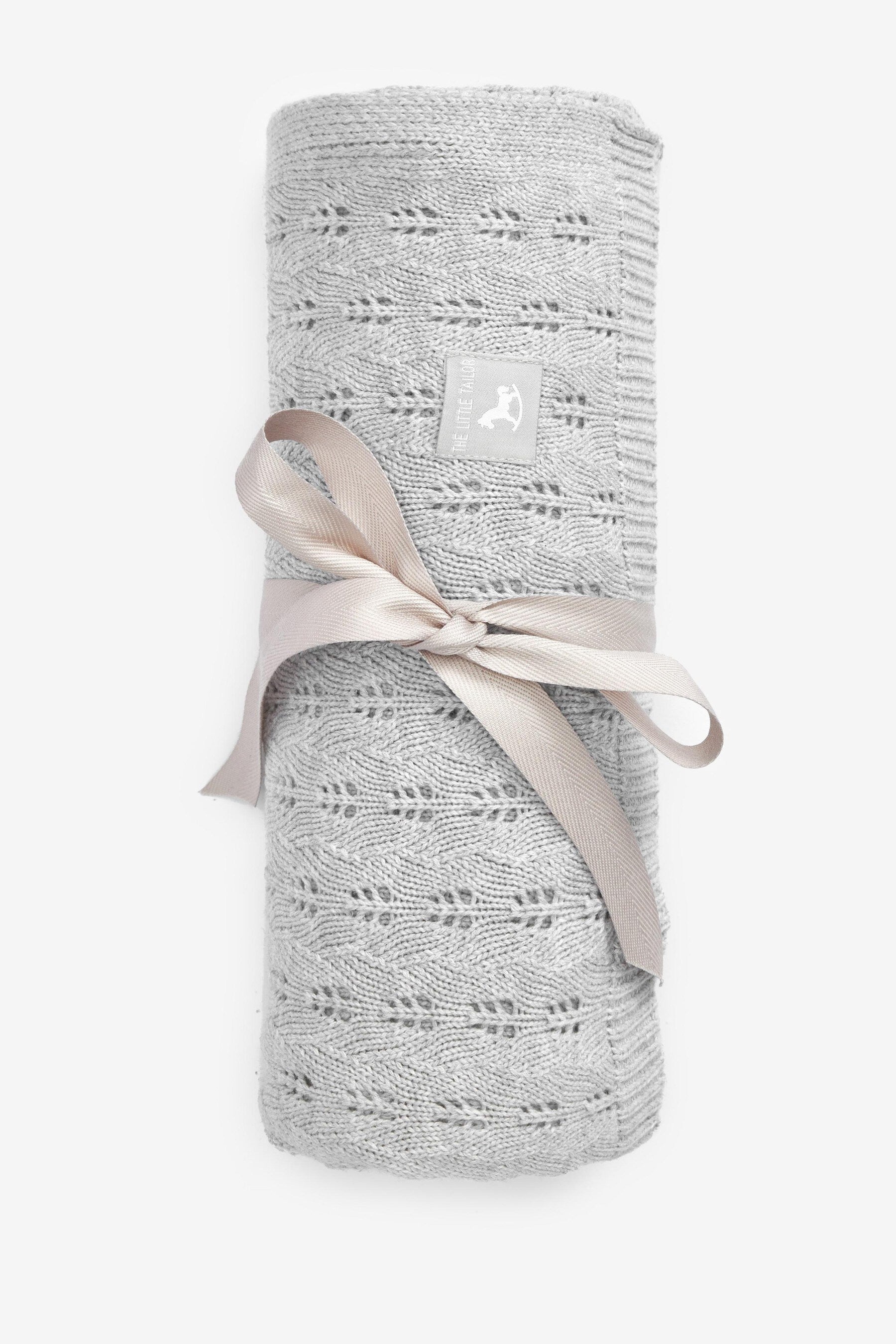 Grey The Little Tailor Cotton Pointelle Baby Blanket