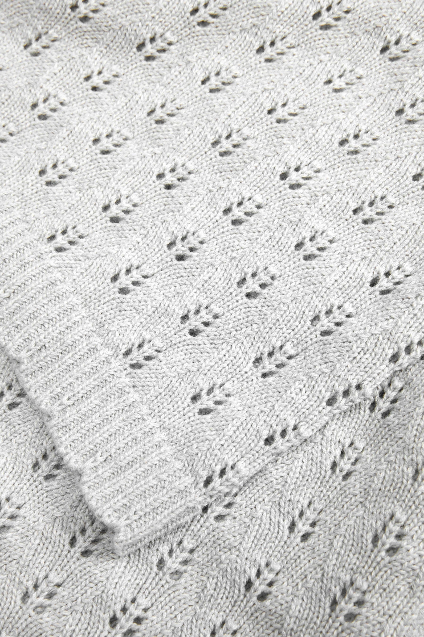 Grey The Little Tailor Cotton Pointelle Baby Blanket