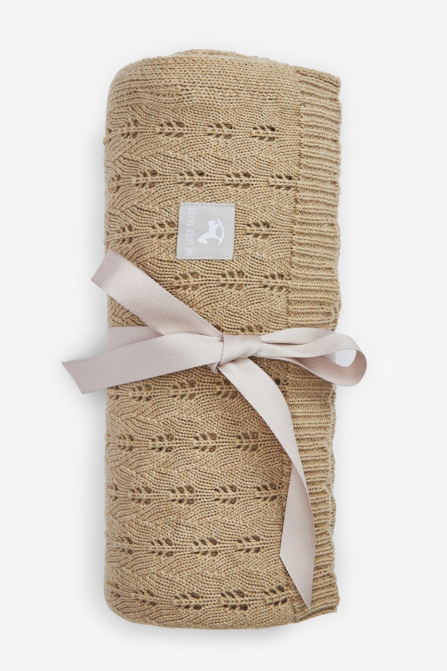 Natural The Little Tailor Natural Caramel Pointelle Blanket