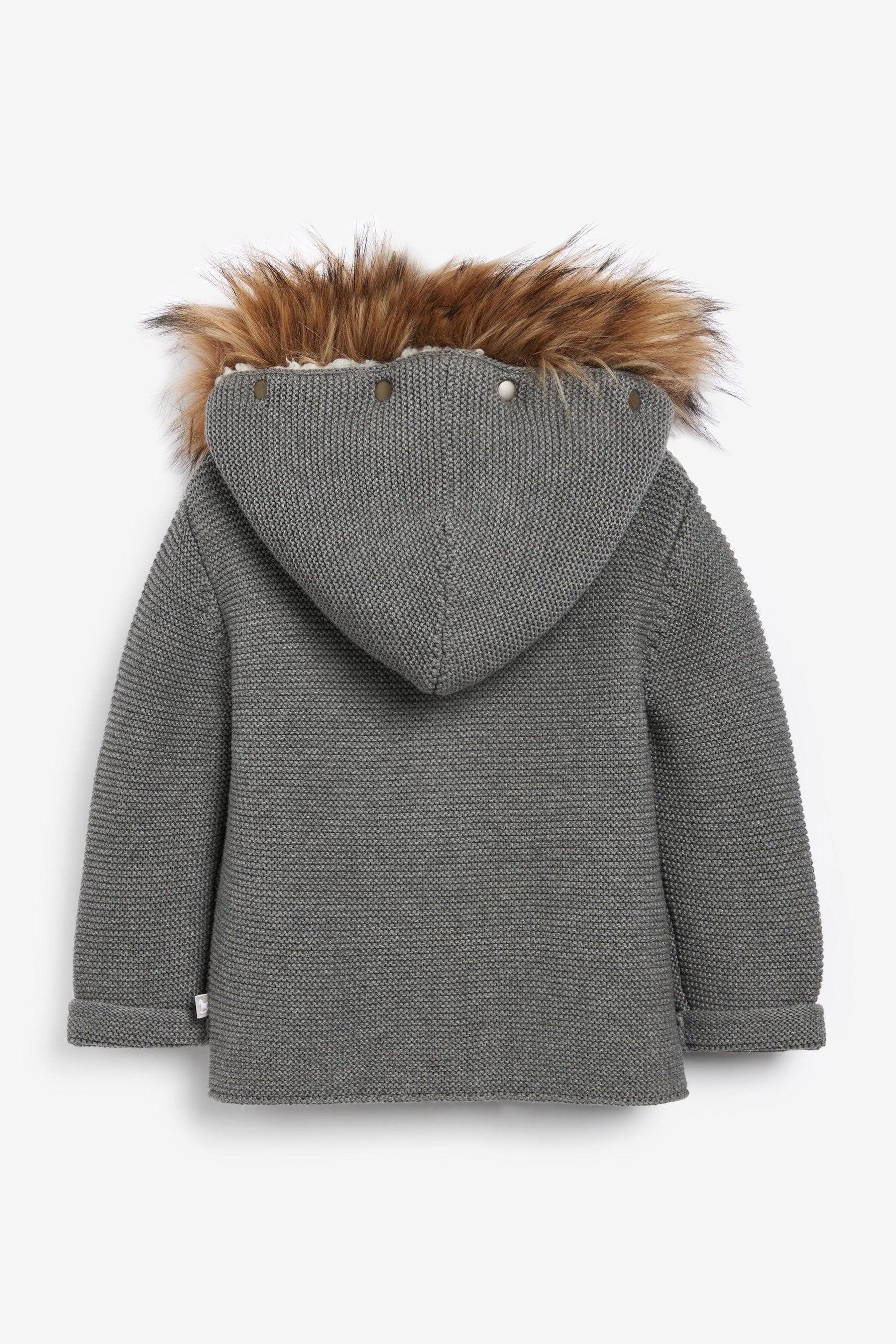 Charcoal Grey The Little Tailor Baby Faux-Fur Trimmed Hooded Jacket