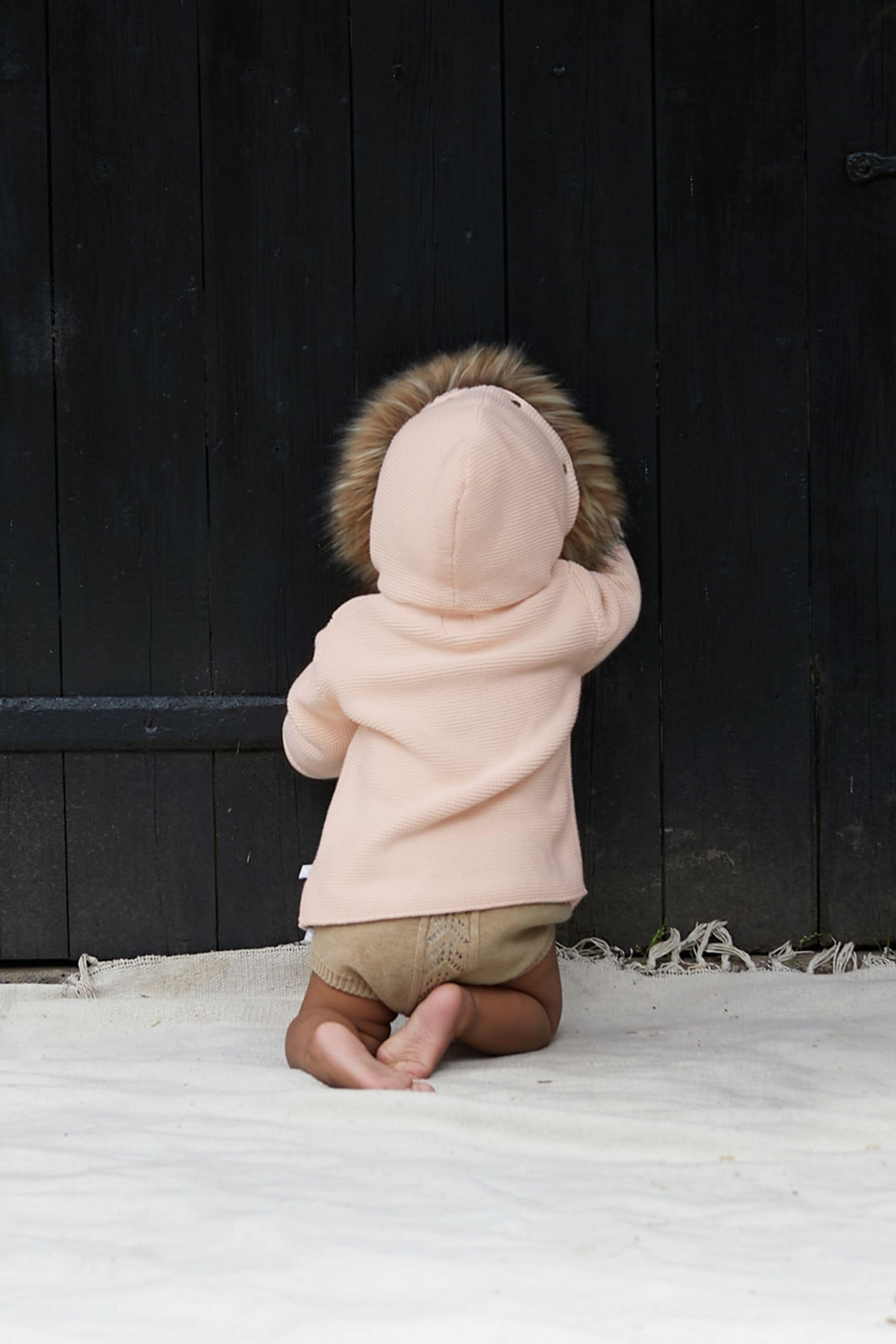 Pink The Little Tailor Baby Faux-Fur Trimmed Hooded Jacket