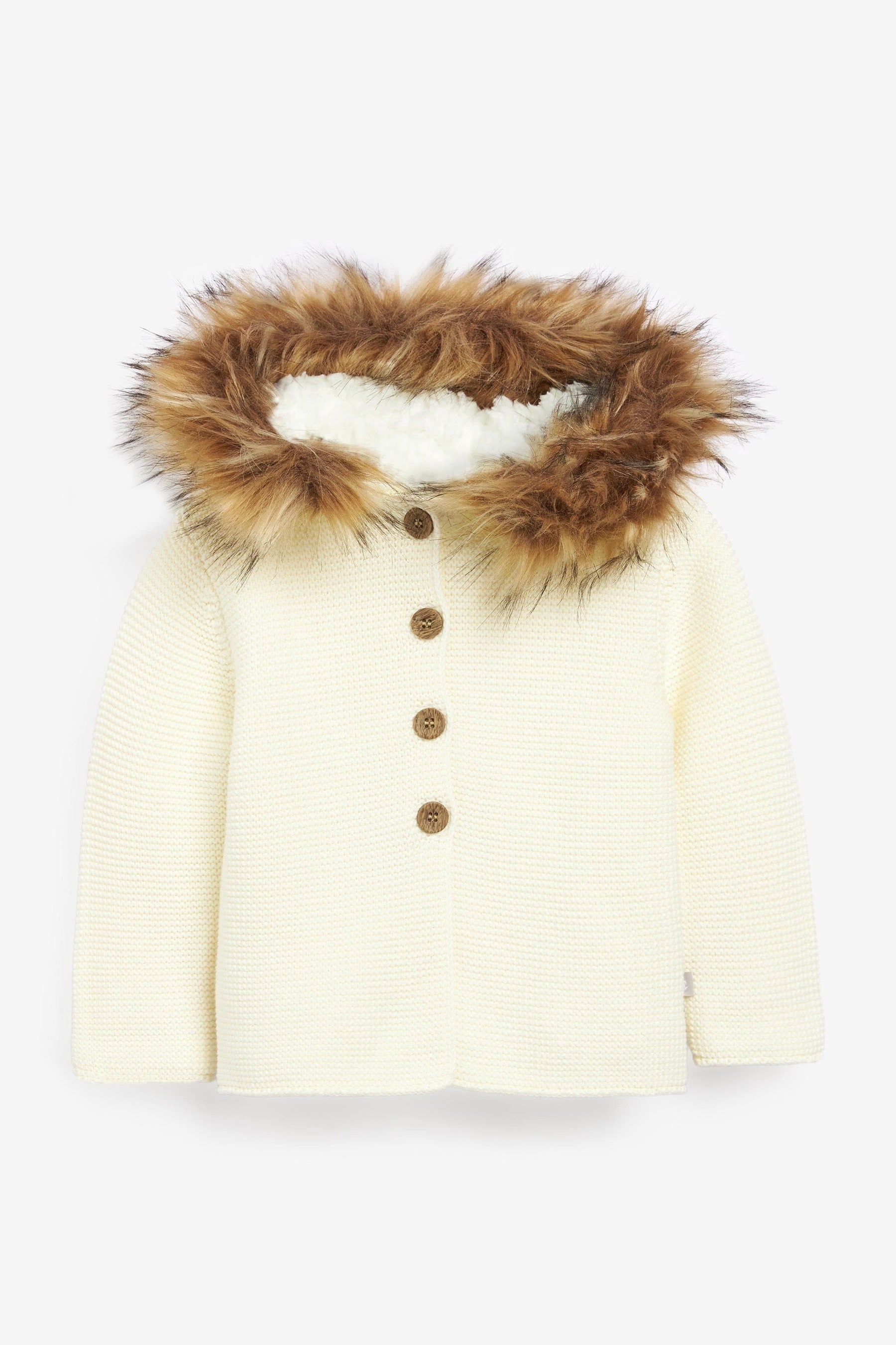 Cream The Little Tailor Baby Faux-Fur Trimmed Hooded Jacket