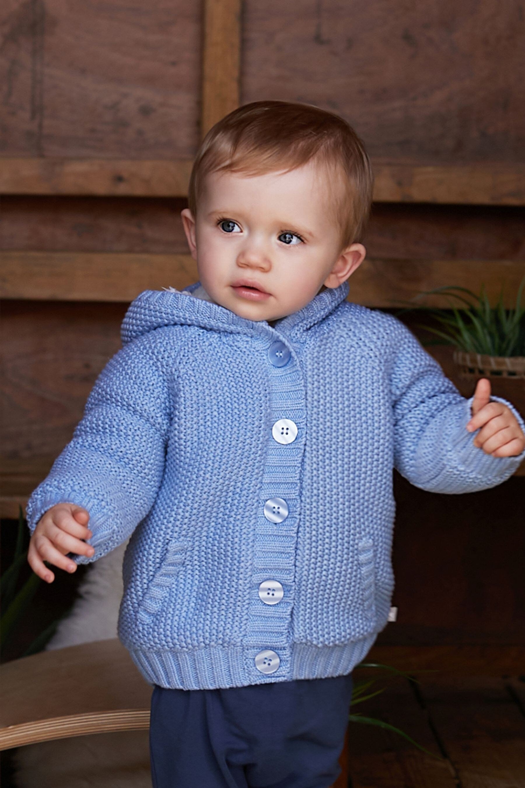 Light Blue The Little Tailor Baby Pixie Pram Coat with Plush Lining and Pom Pom