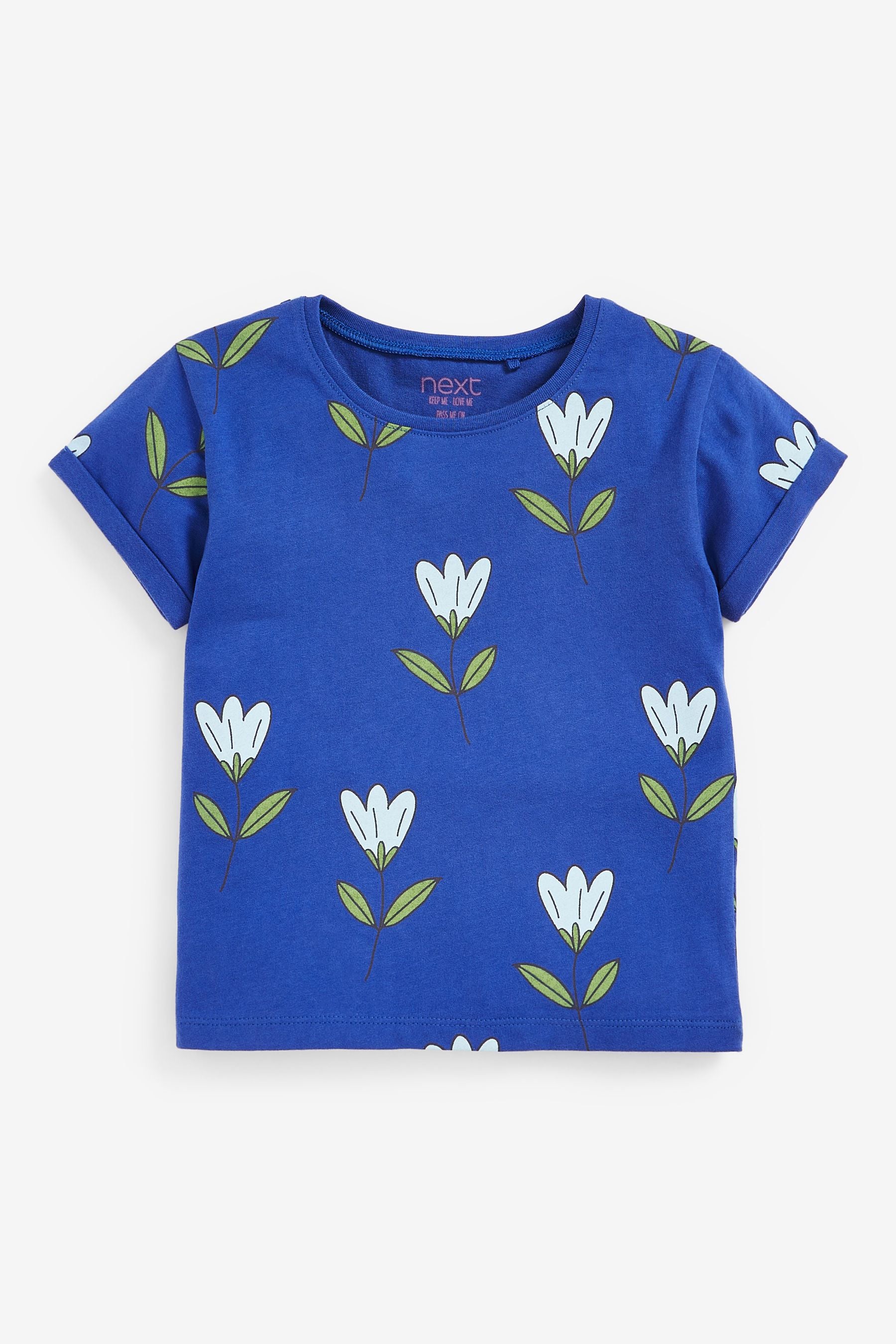 Blue/Green Flowers 3 Pack T-Shirts (3mths-7yrs)