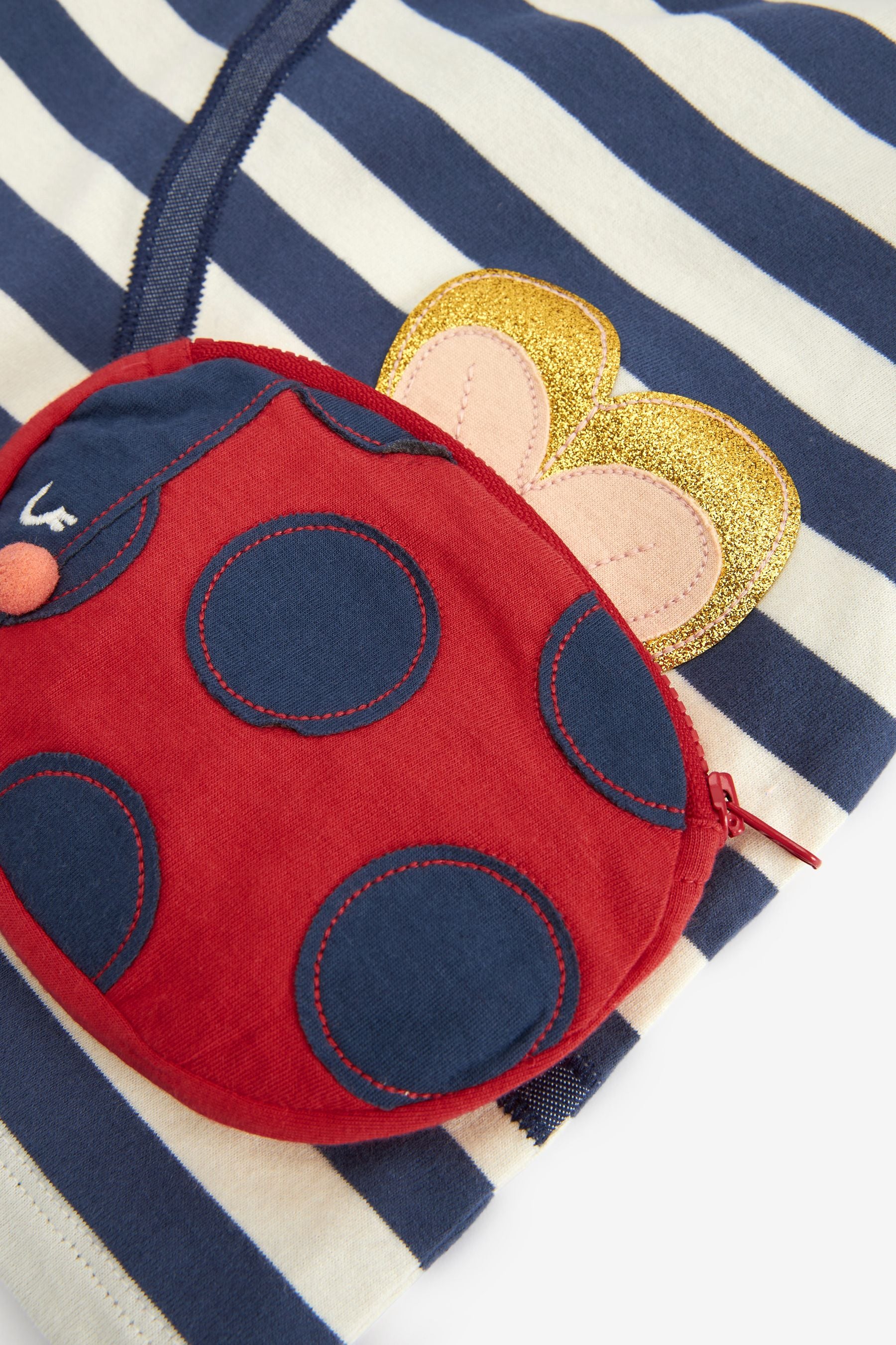 Cream/Navy Stripe Lady Bird Bag T-Shirt (3mths-7yrs)