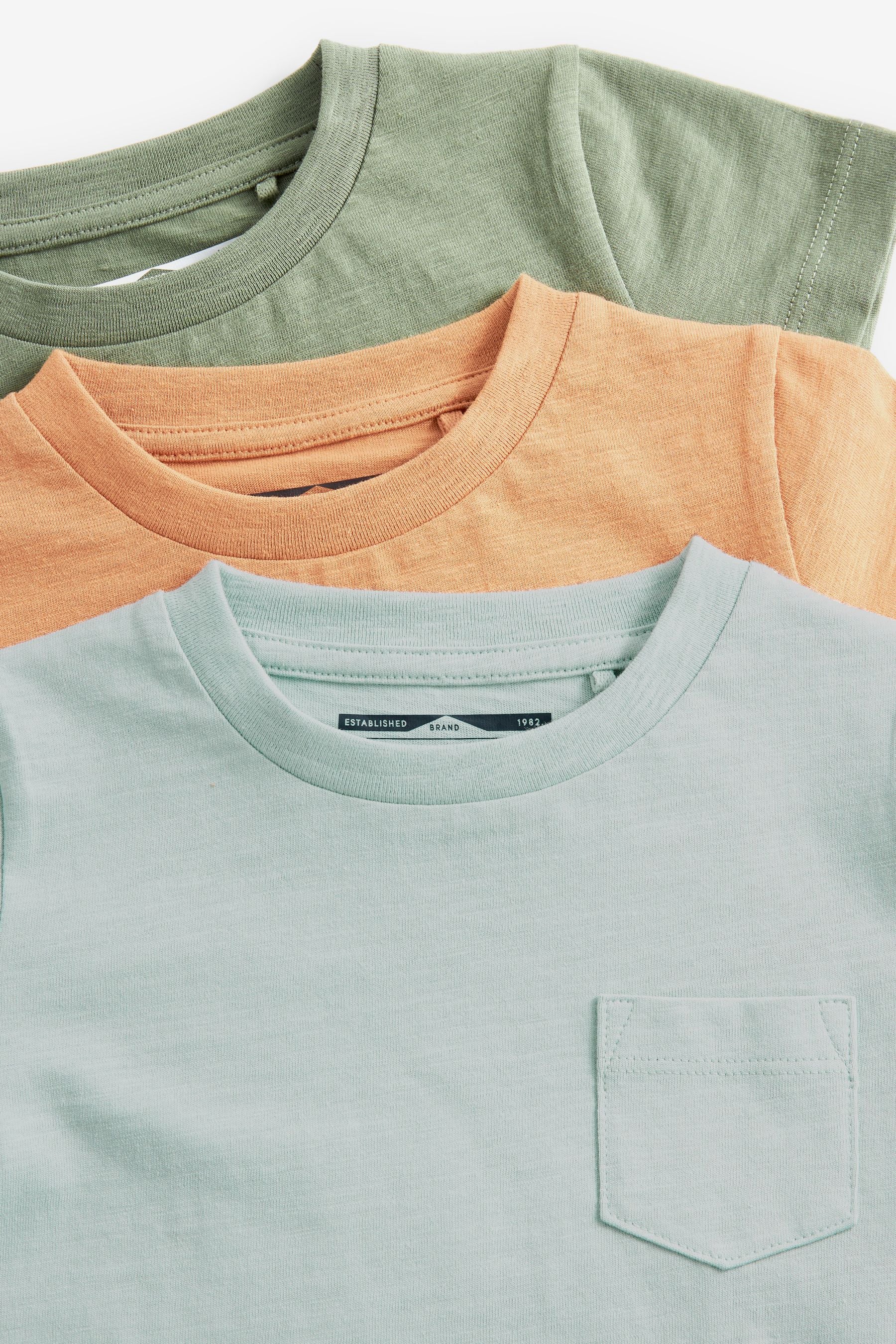 Green/Orange 3 Pack Plain T-Shirts (3mths-7yrs)