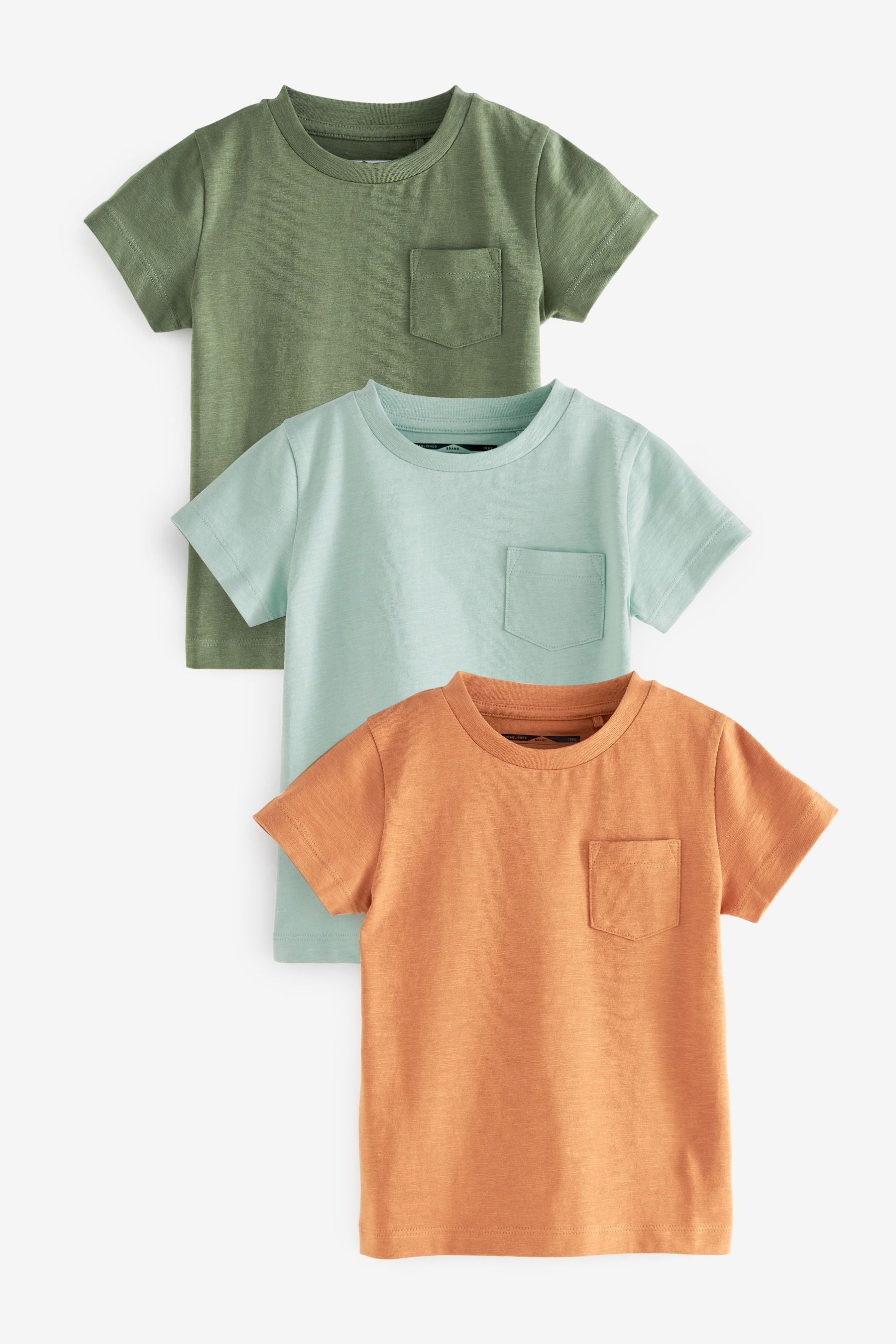 Green/Orange 3 Pack Plain T-Shirts (3mths-7yrs)