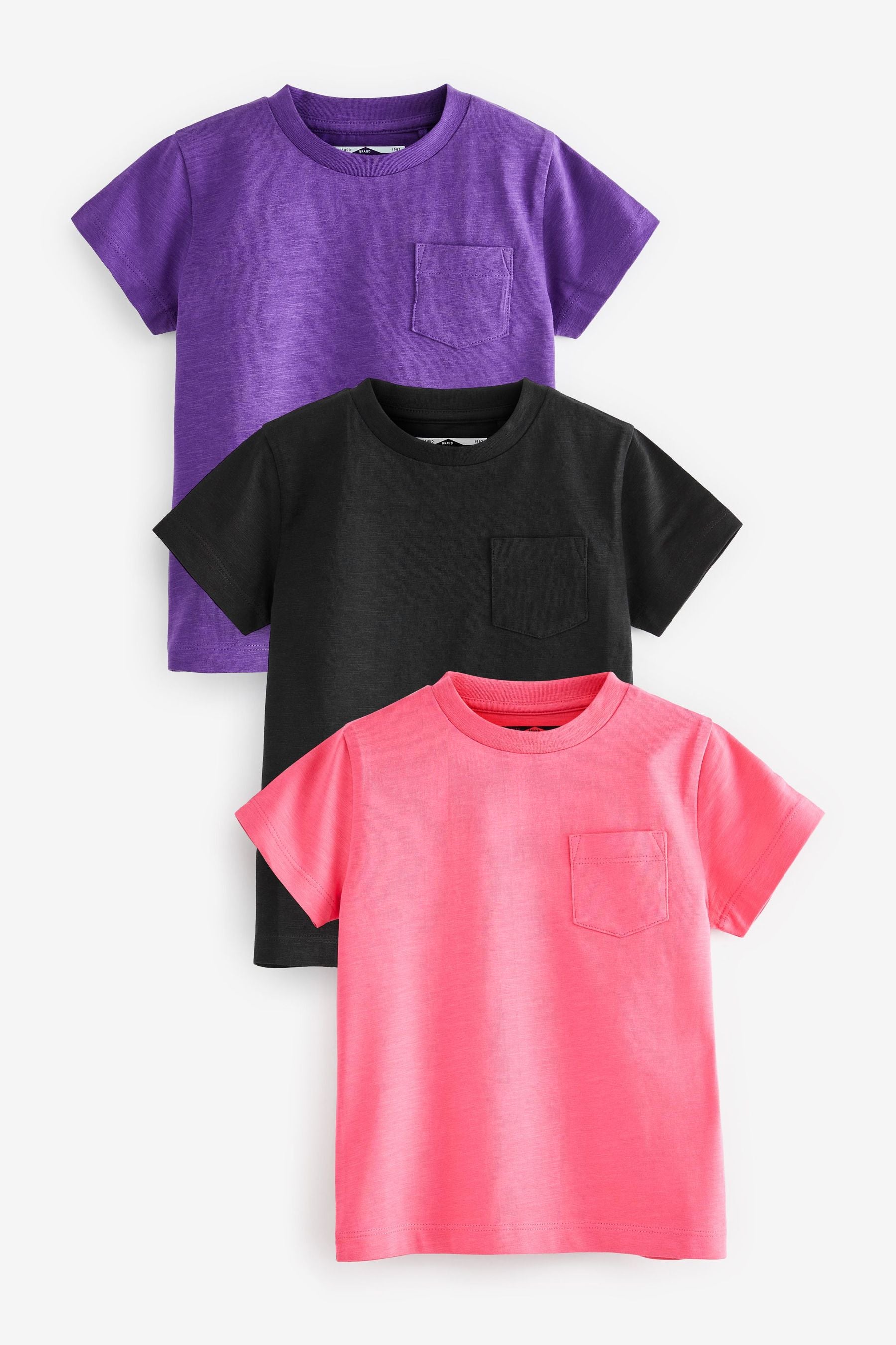 Black/Purple 3 Pack Plain T-Shirts (3mths-7yrs)