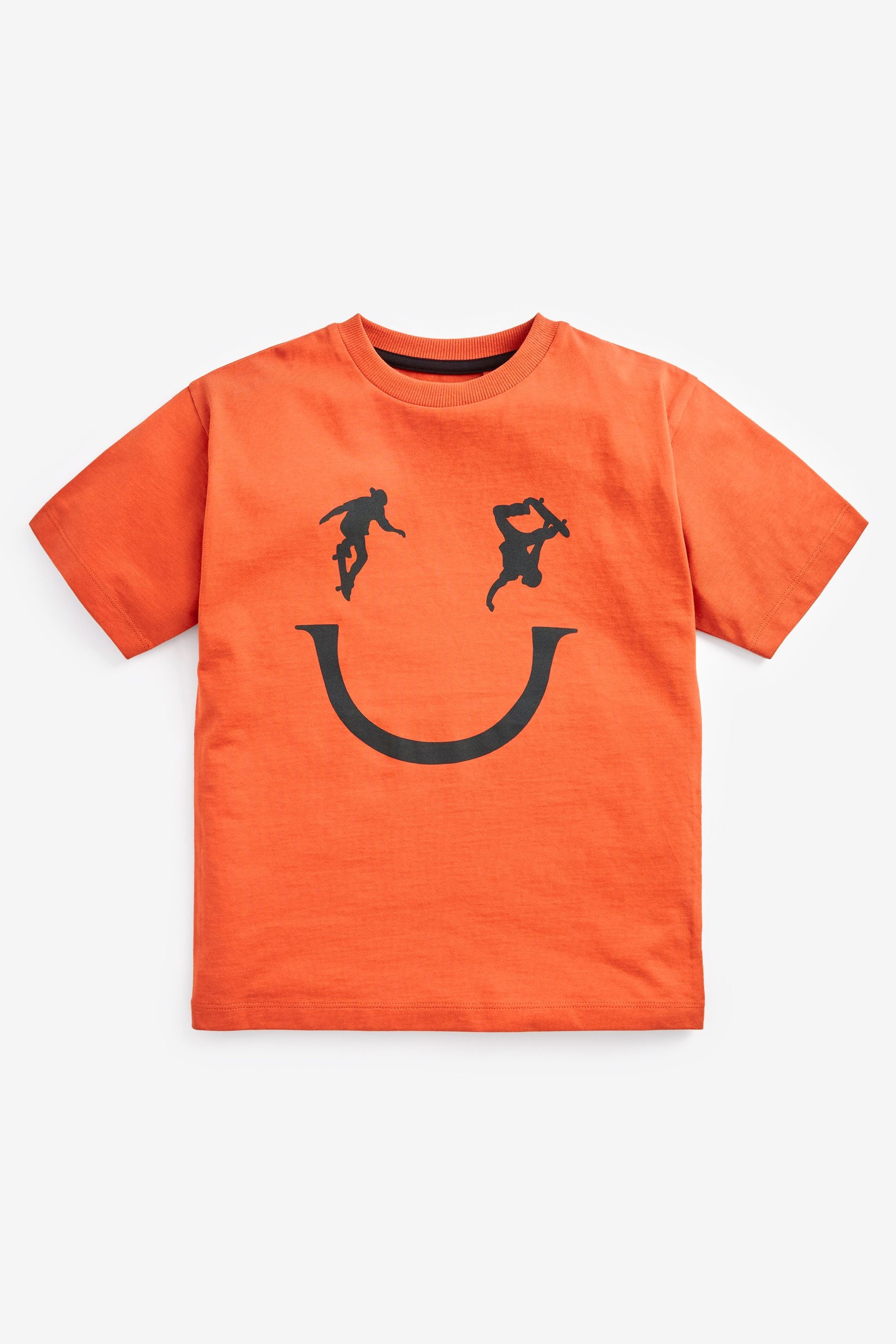 Rust Orange Skate Smile Short Sleeve Graphic T-Shirt (3-16yrs)