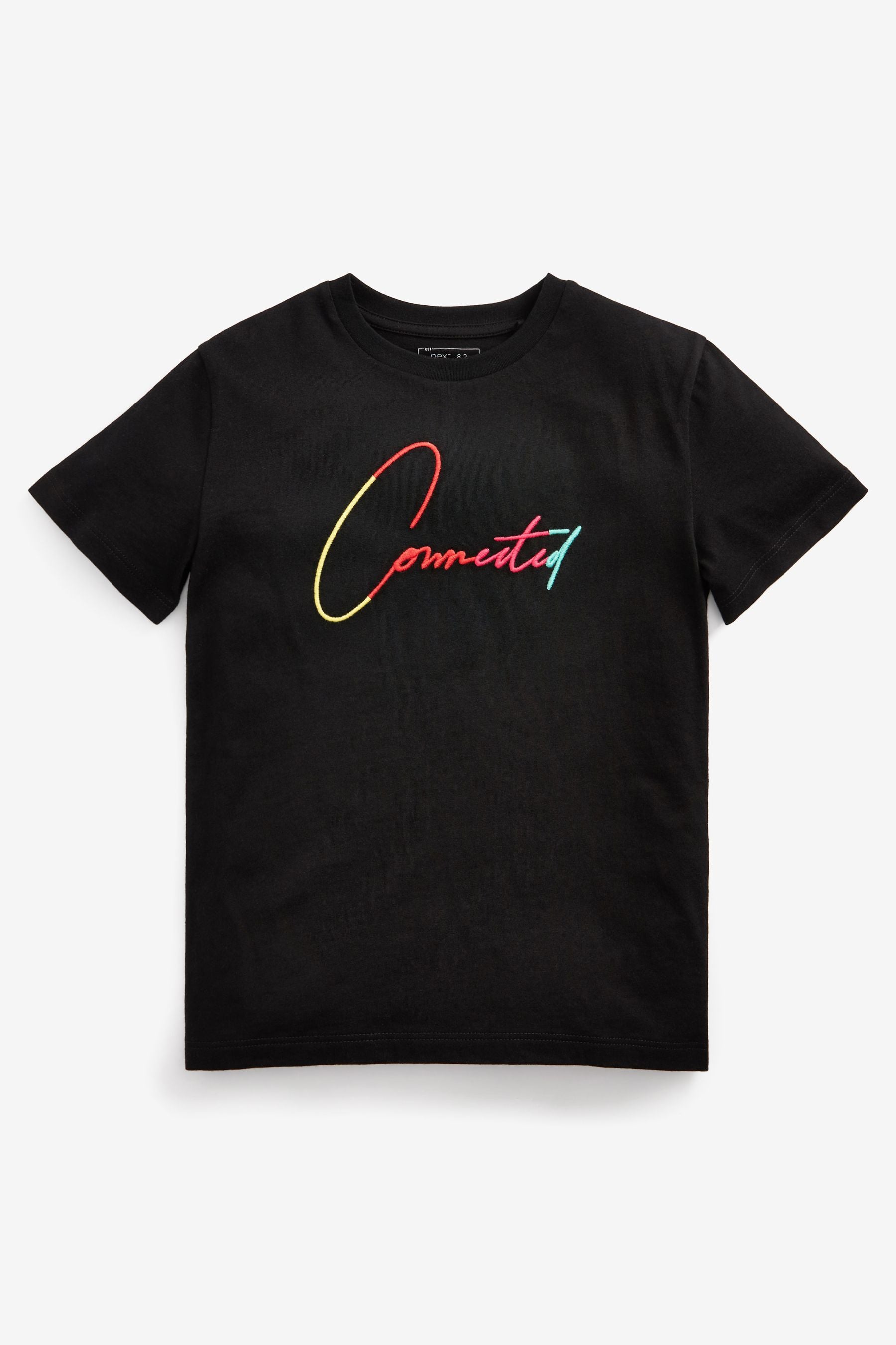 Black Connected Slogan Short Sleeve Graphic T-Shirt (3-16yrs)