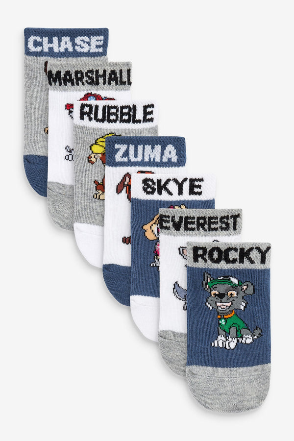 Blue/Grey PAW Patrol 5 Pack Cotton Rich Trainer Socks