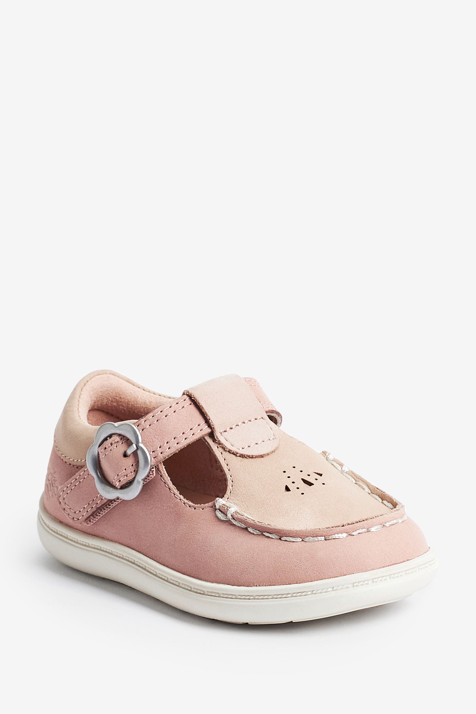 Pink Leather First Walker T-Bar Shoes