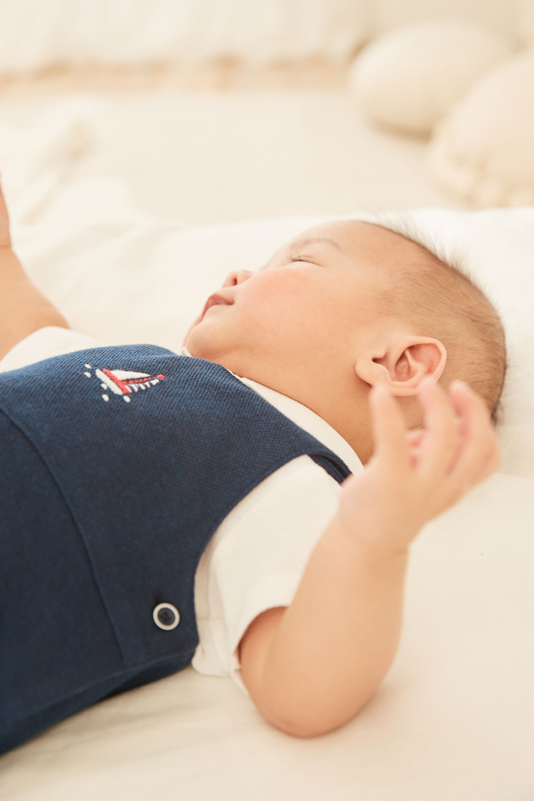 Navy Blue Baby Jersey Short Leg Dungarees (0mths-2yrs)