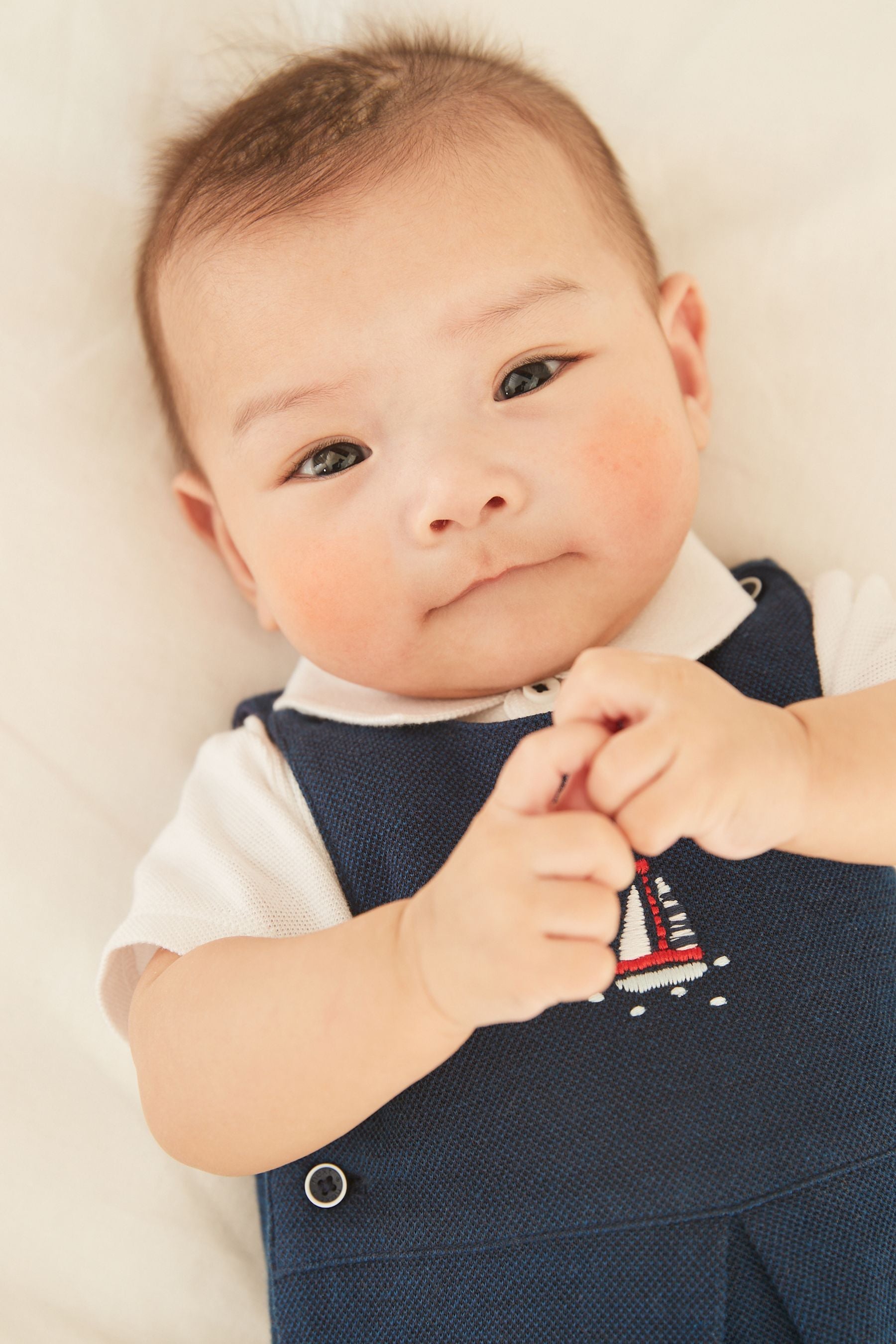 Navy Blue Baby Jersey Short Leg Dungarees (0mths-2yrs)