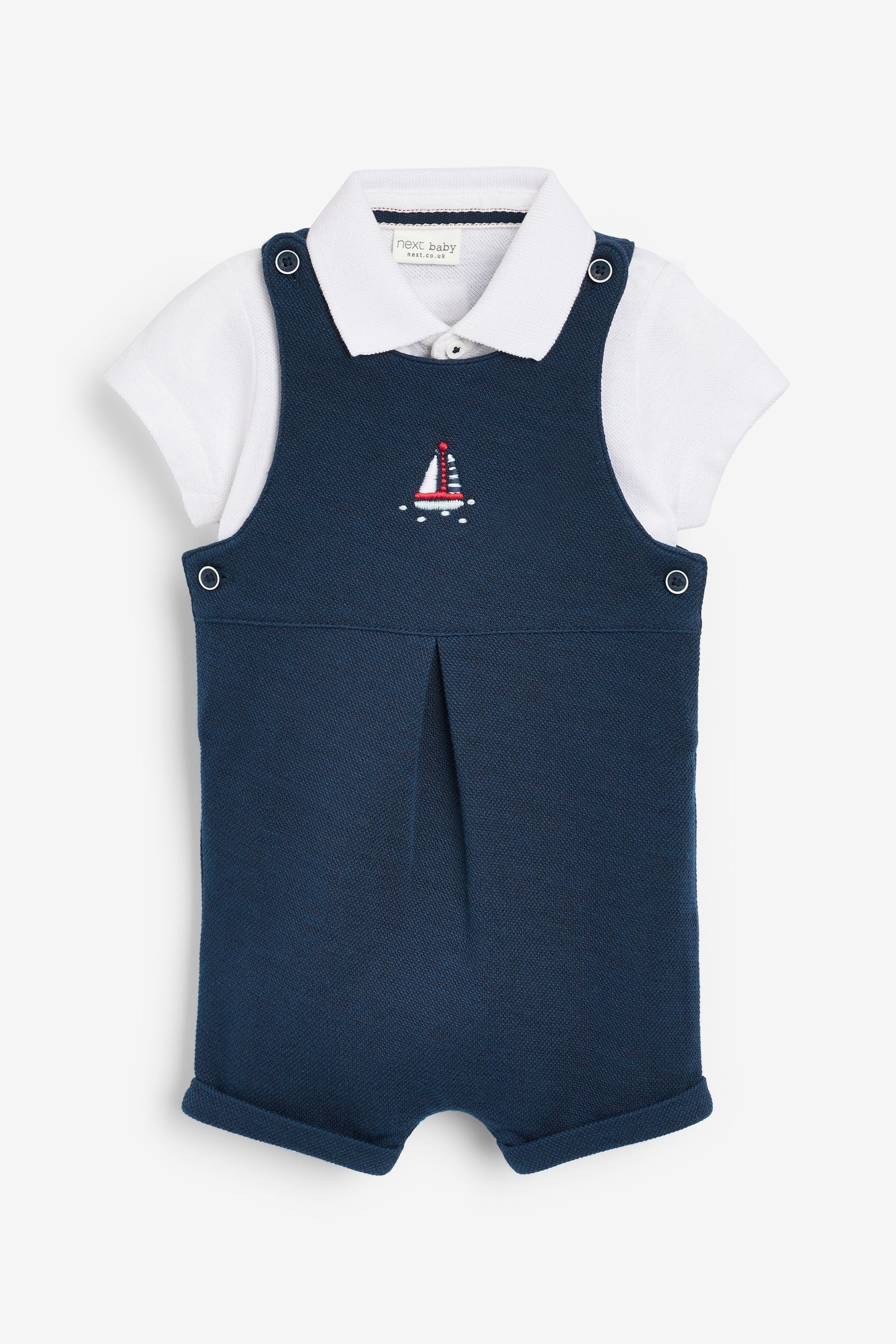 Navy Blue Baby Jersey Short Leg Dungarees (0mths-2yrs)