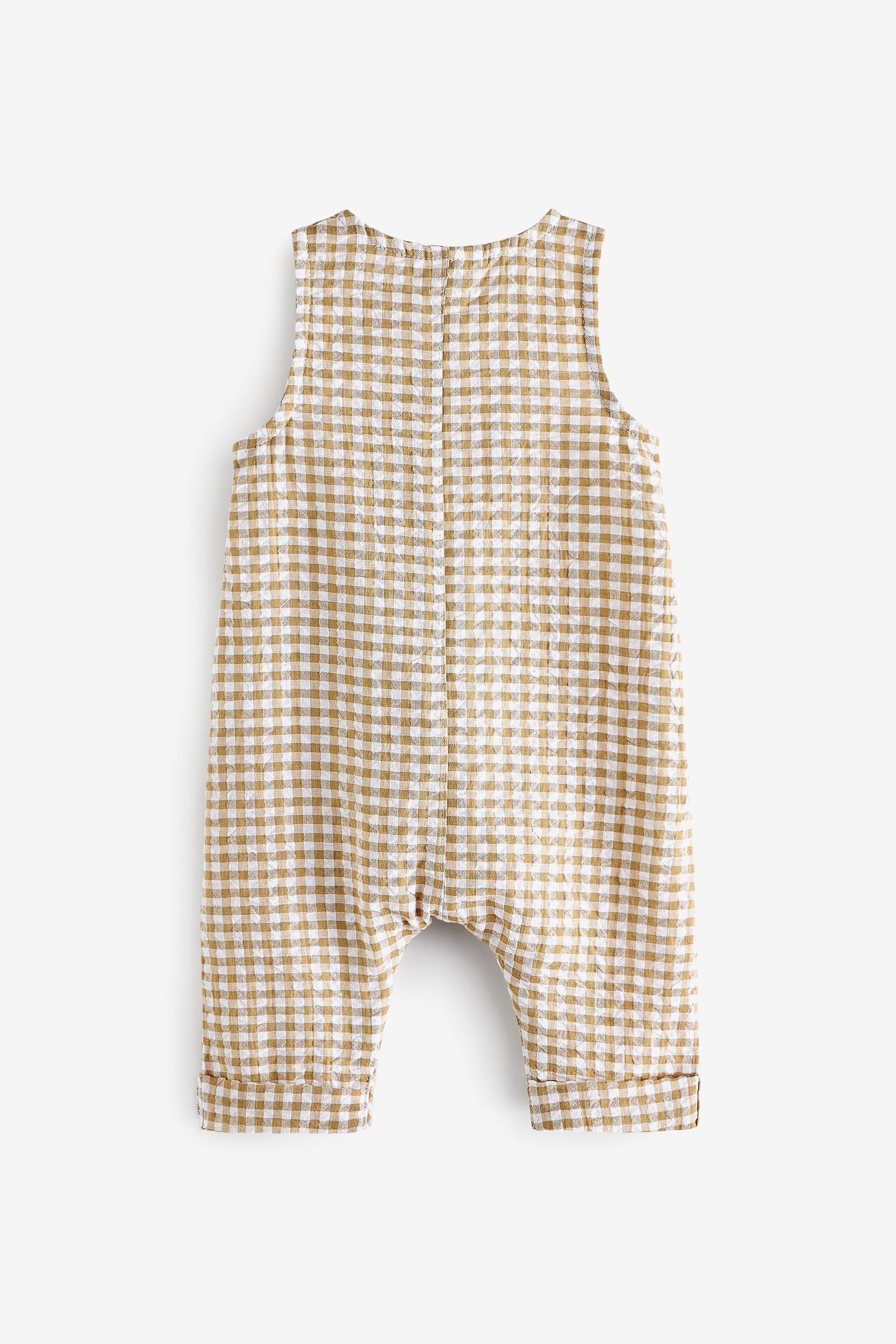 Neutral Gingham Baby Woven Crinkle Romper (0mths-2yrs)